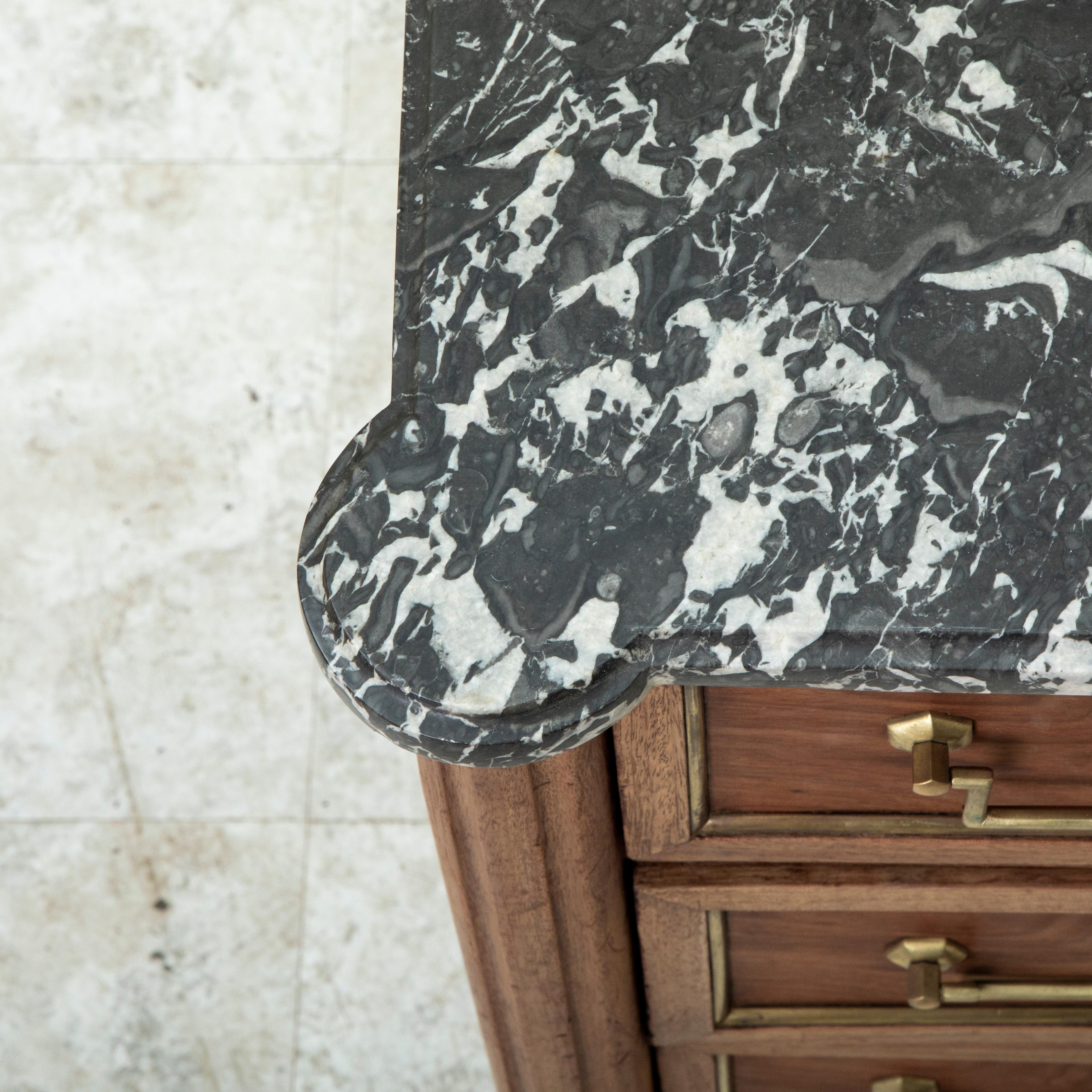 Mid-19th Century French Louis XVI Style Walnut Chest of Drawers, Marble Top 6