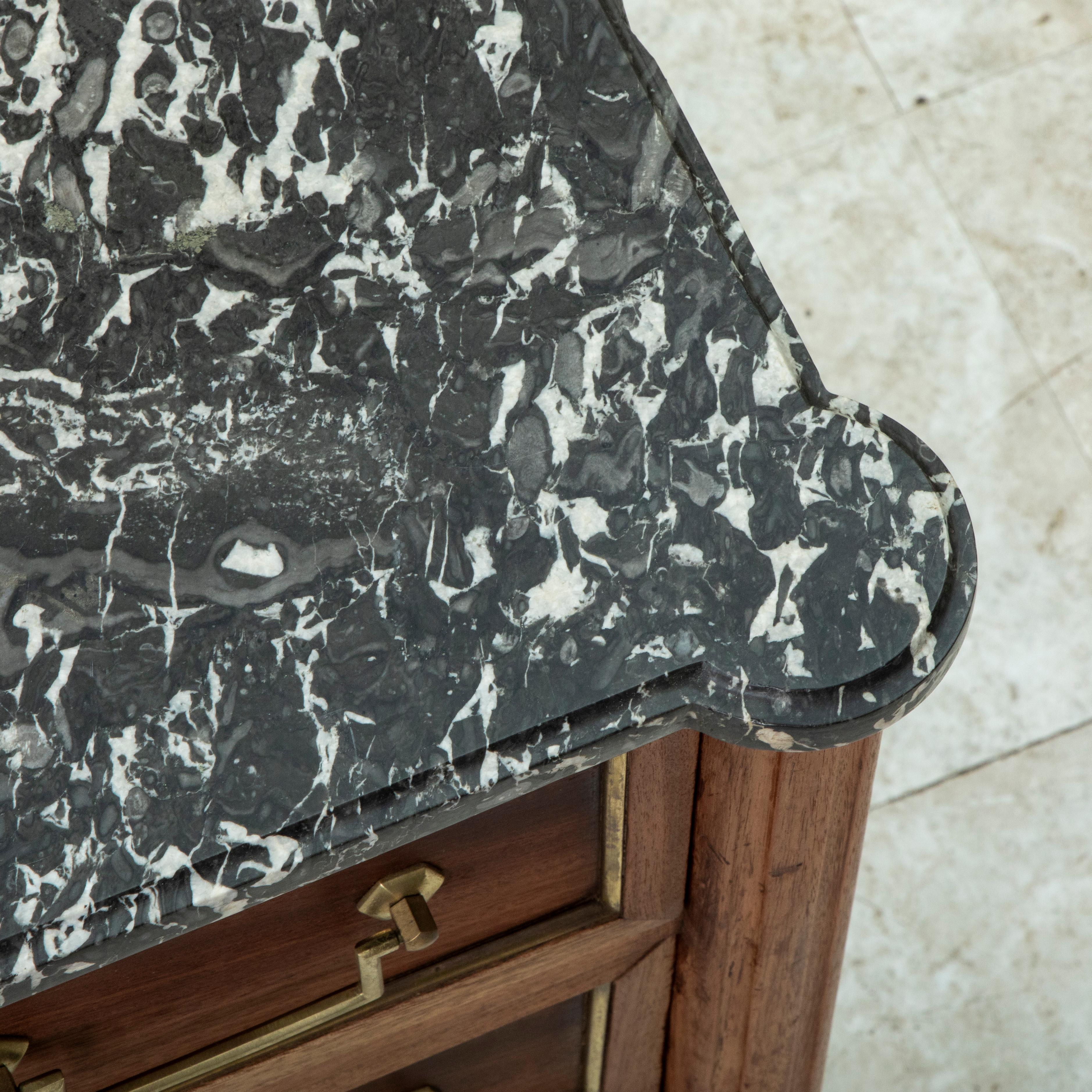 Mid-19th Century French Louis XVI Style Walnut Chest of Drawers, Marble Top 7