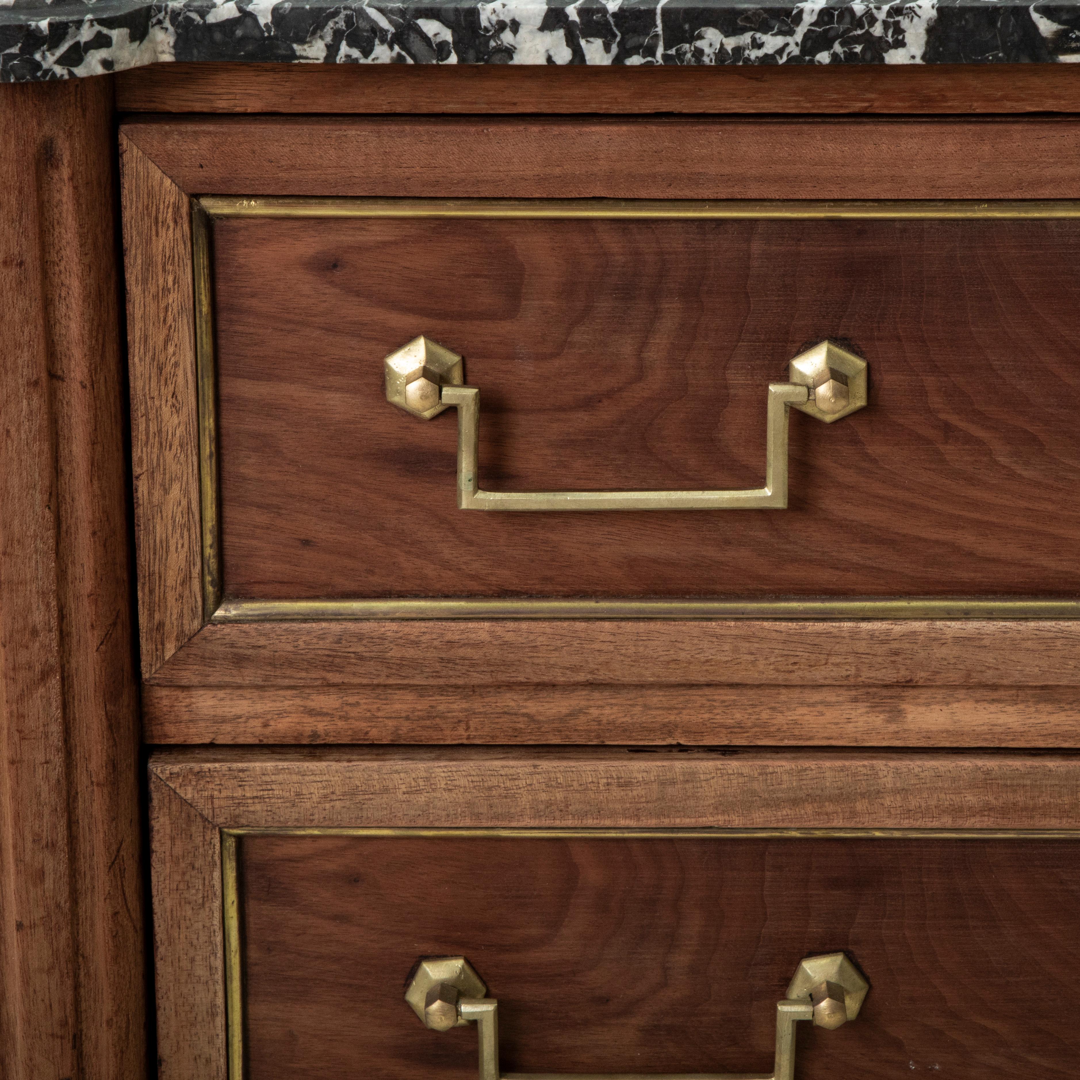 Mid-19th Century French Louis XVI Style Walnut Chest of Drawers, Marble Top 8