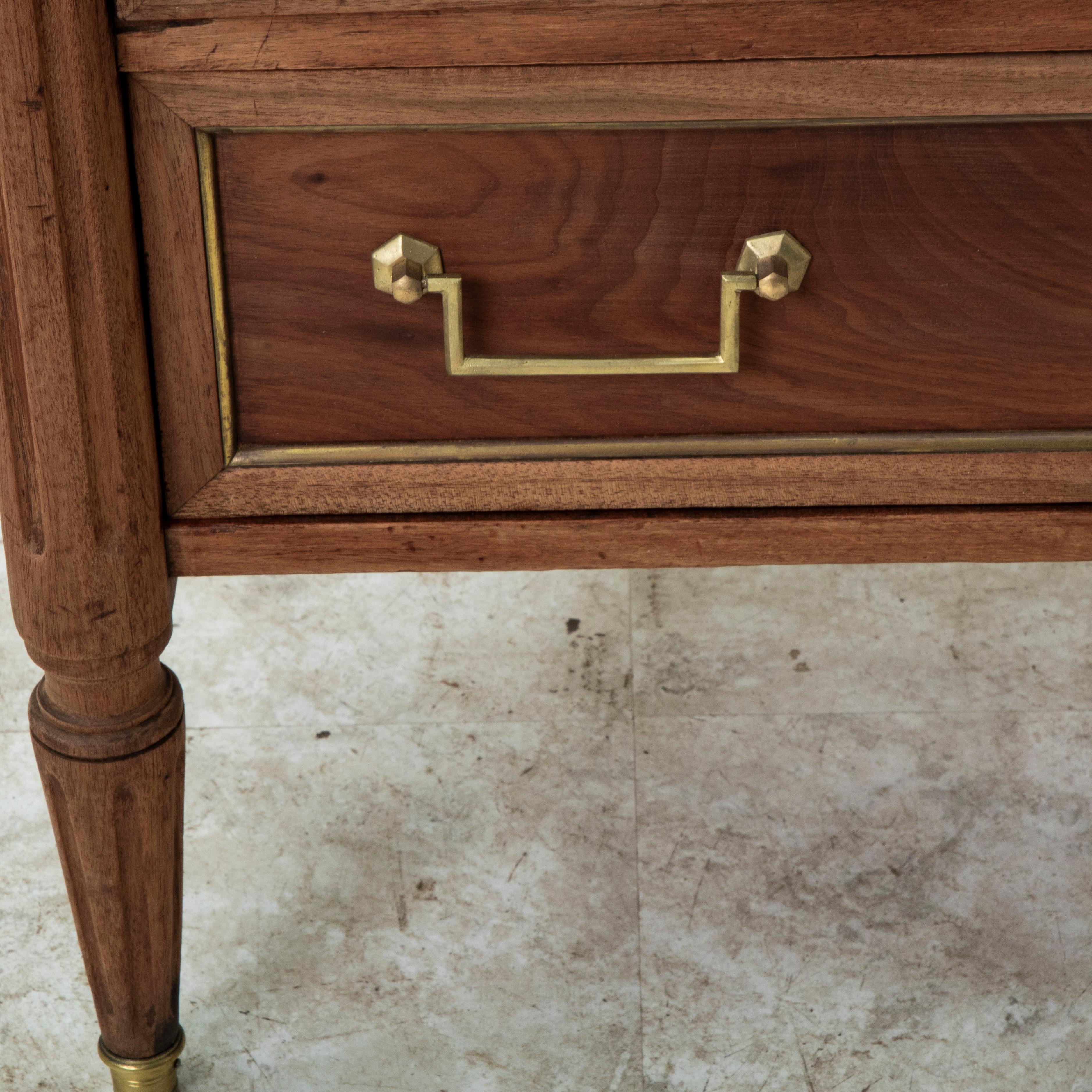 Mid-19th Century French Louis XVI Style Walnut Chest of Drawers, Marble Top 9