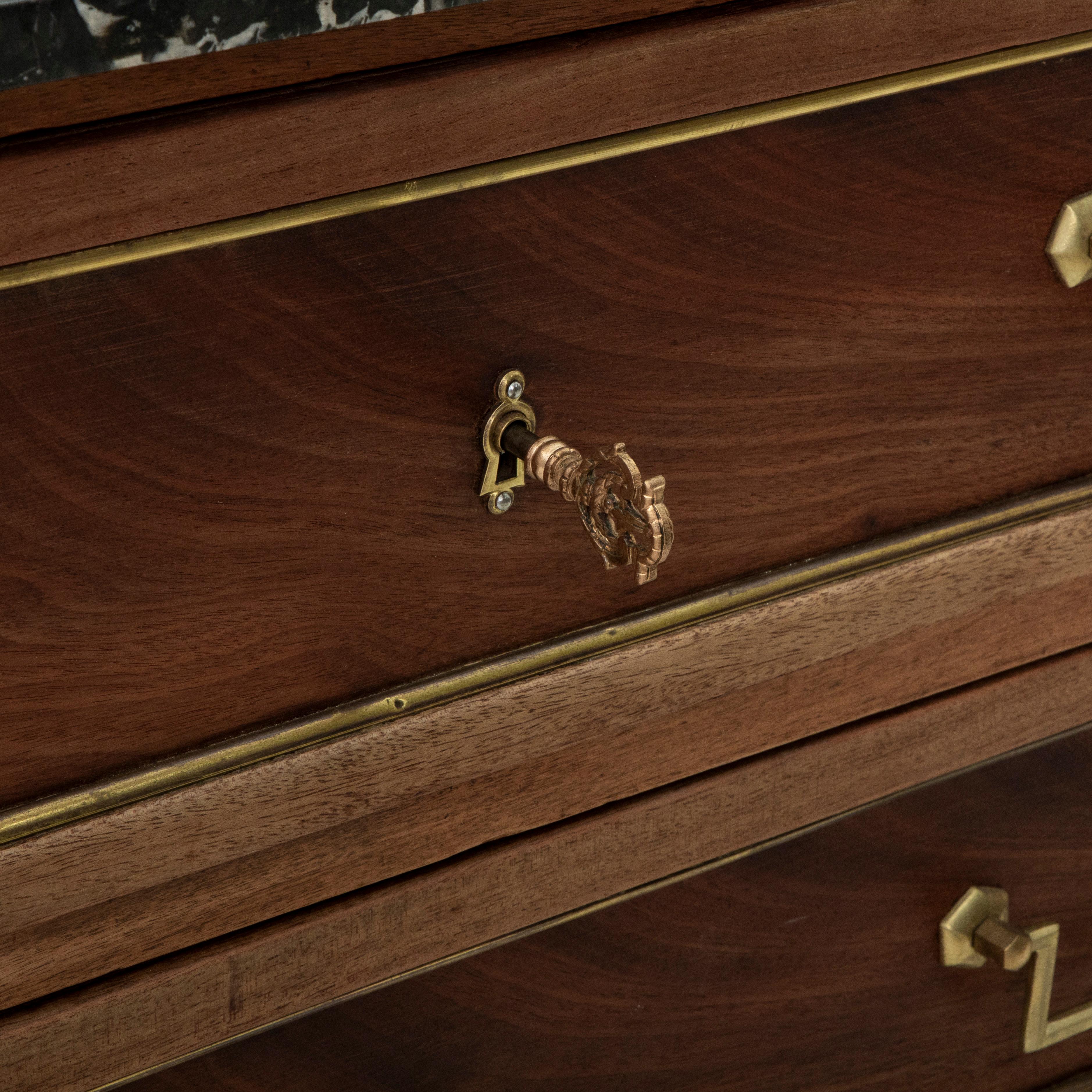 Mid-19th Century French Louis XVI Style Walnut Chest of Drawers, Marble Top 10