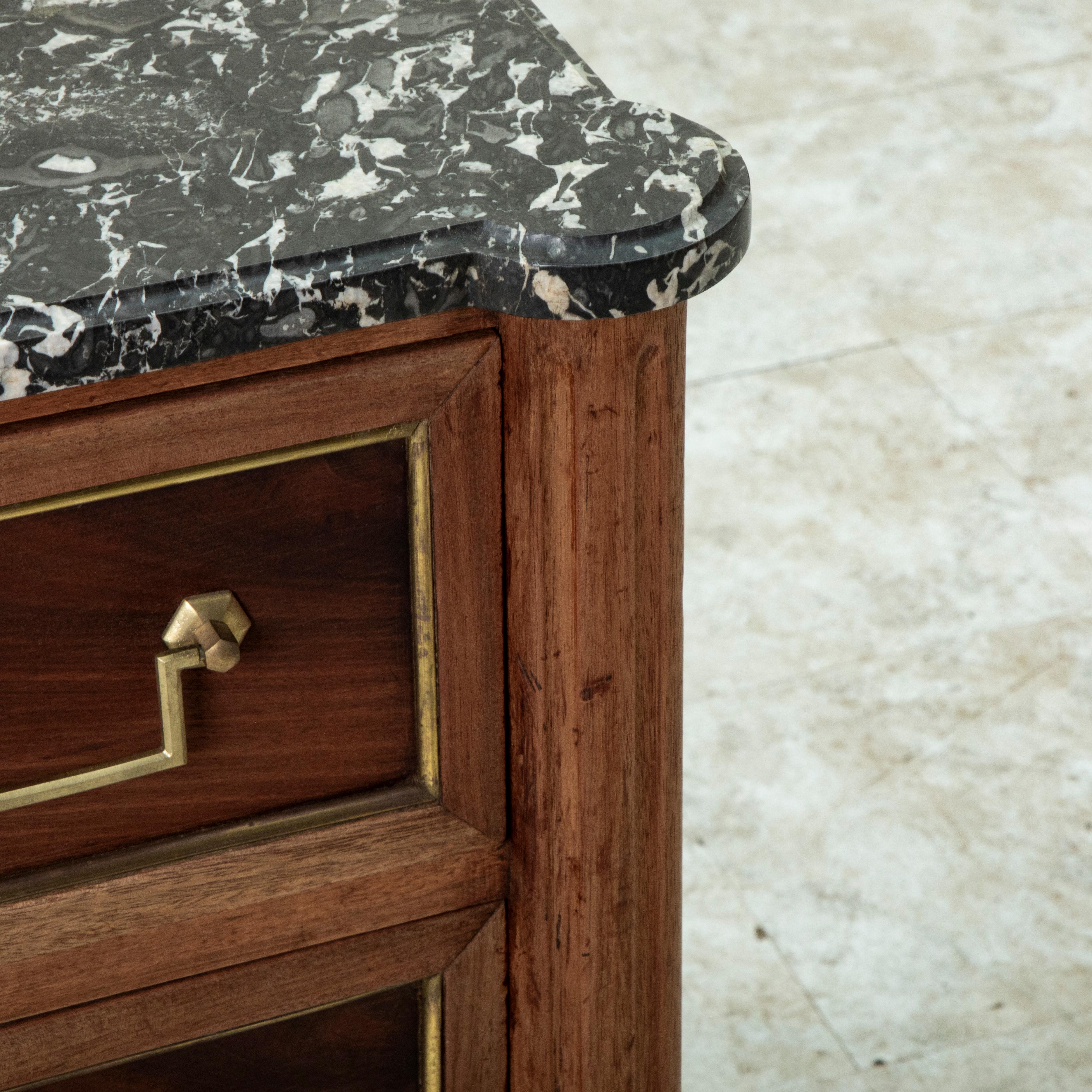 Mid-19th Century French Louis XVI Style Walnut Chest of Drawers, Marble Top 13