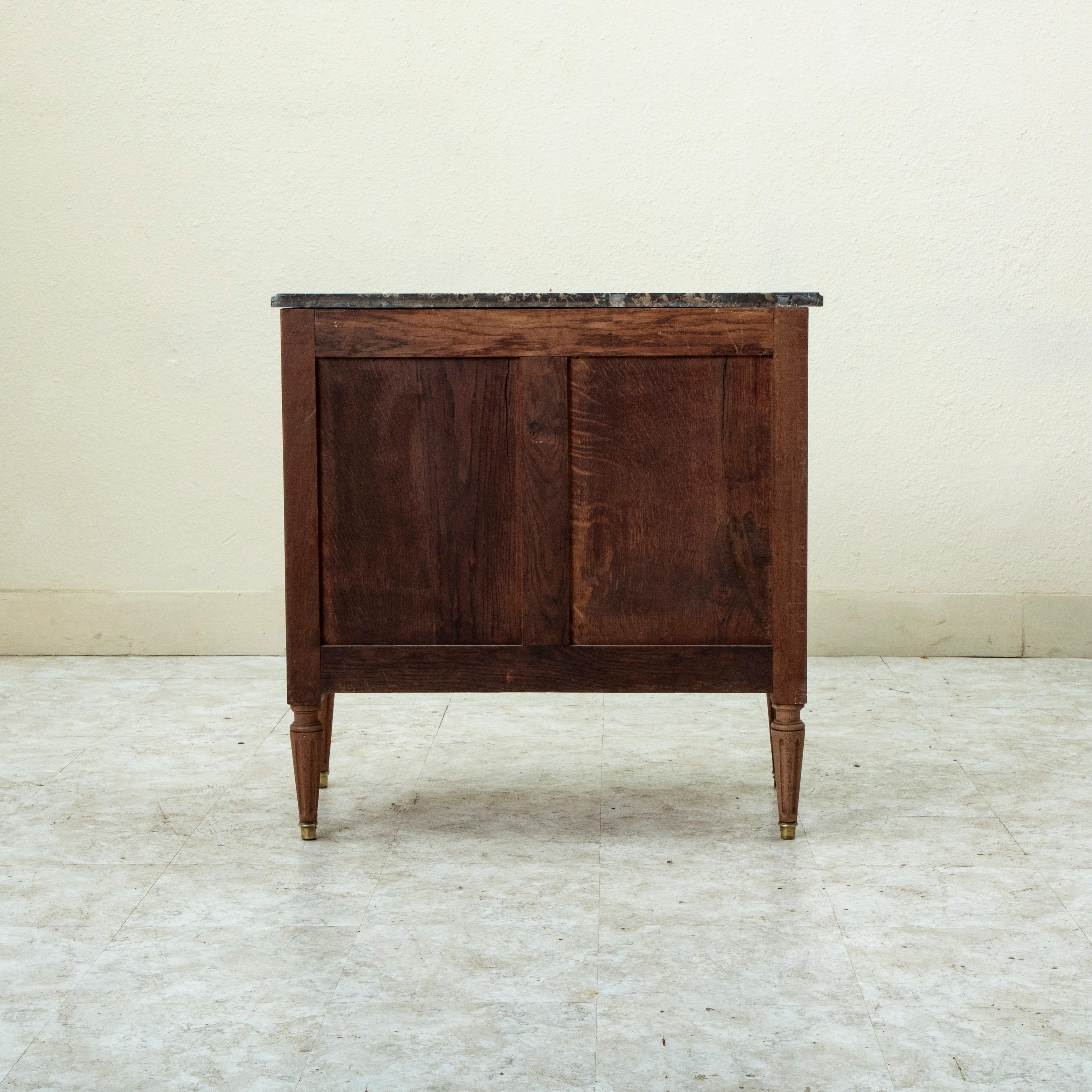 Mid-19th Century French Louis XVI Style Walnut Chest of Drawers, Marble Top 1