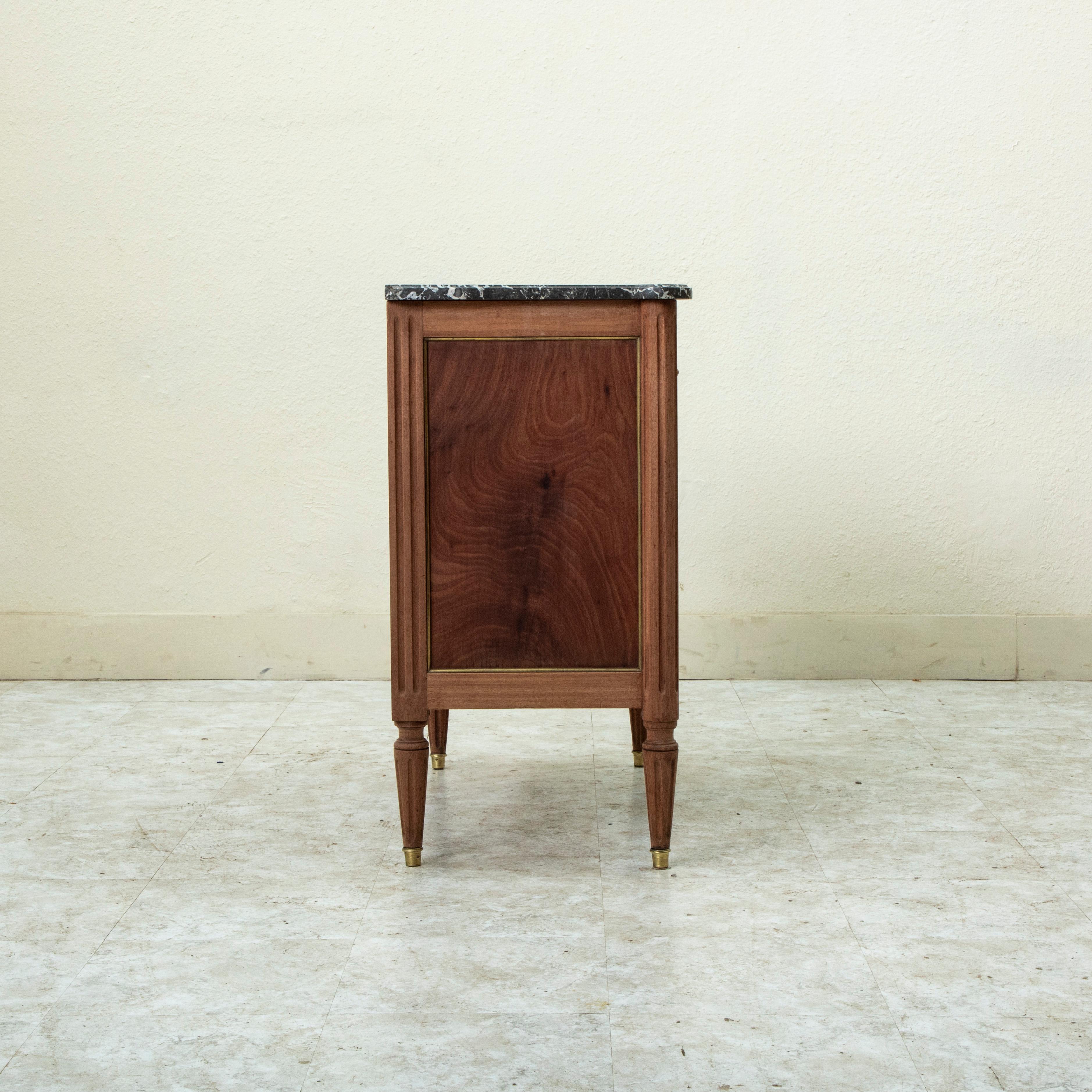 Mid-19th Century French Louis XVI Style Walnut Chest of Drawers, Marble Top 2