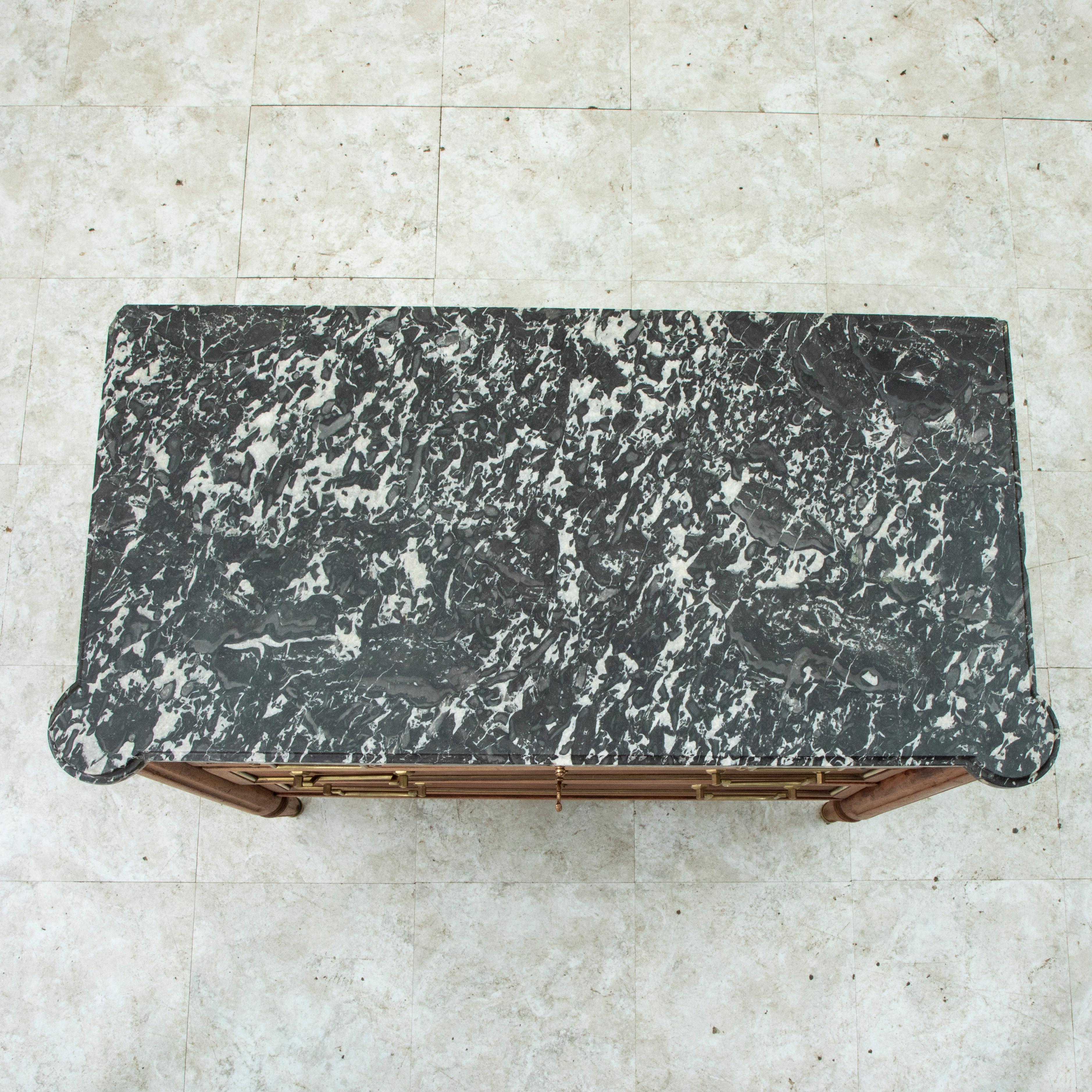 Mid-19th Century French Louis XVI Style Walnut Chest of Drawers, Marble Top 5