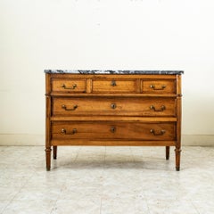 Mid-19th Century French Louis XVI Style Walnut Chest of Drawers with Marble Top