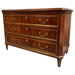 Mid-19th Century French Mahogany and Brass Inlaid Commode