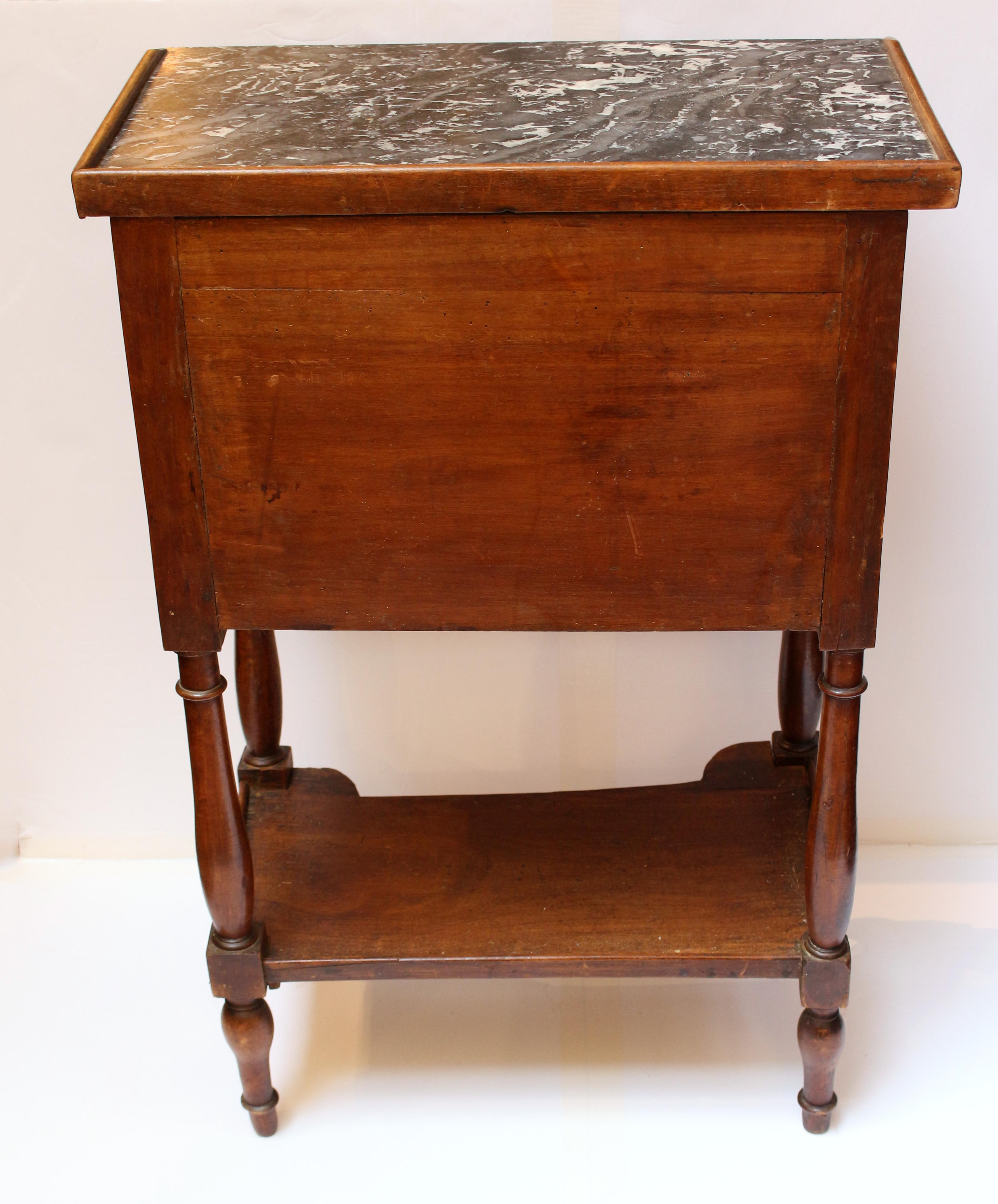 Mid-19th Century French Marble Top Chevet In Good Condition In Chapel Hill, NC
