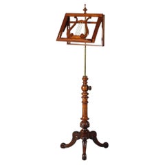 Antique Mid 19th Century French Music Stand with Lyre, Adjustable