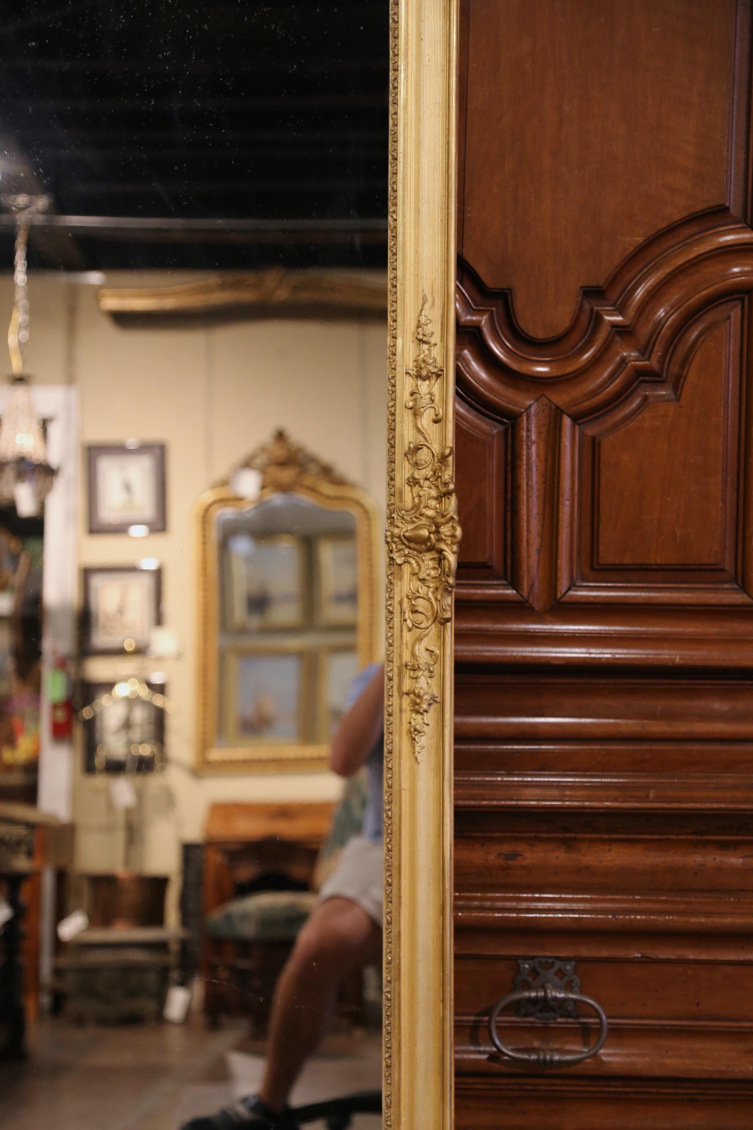 Mid-19th Century French Napoleon III Carved Giltwood Floor Mirror 2