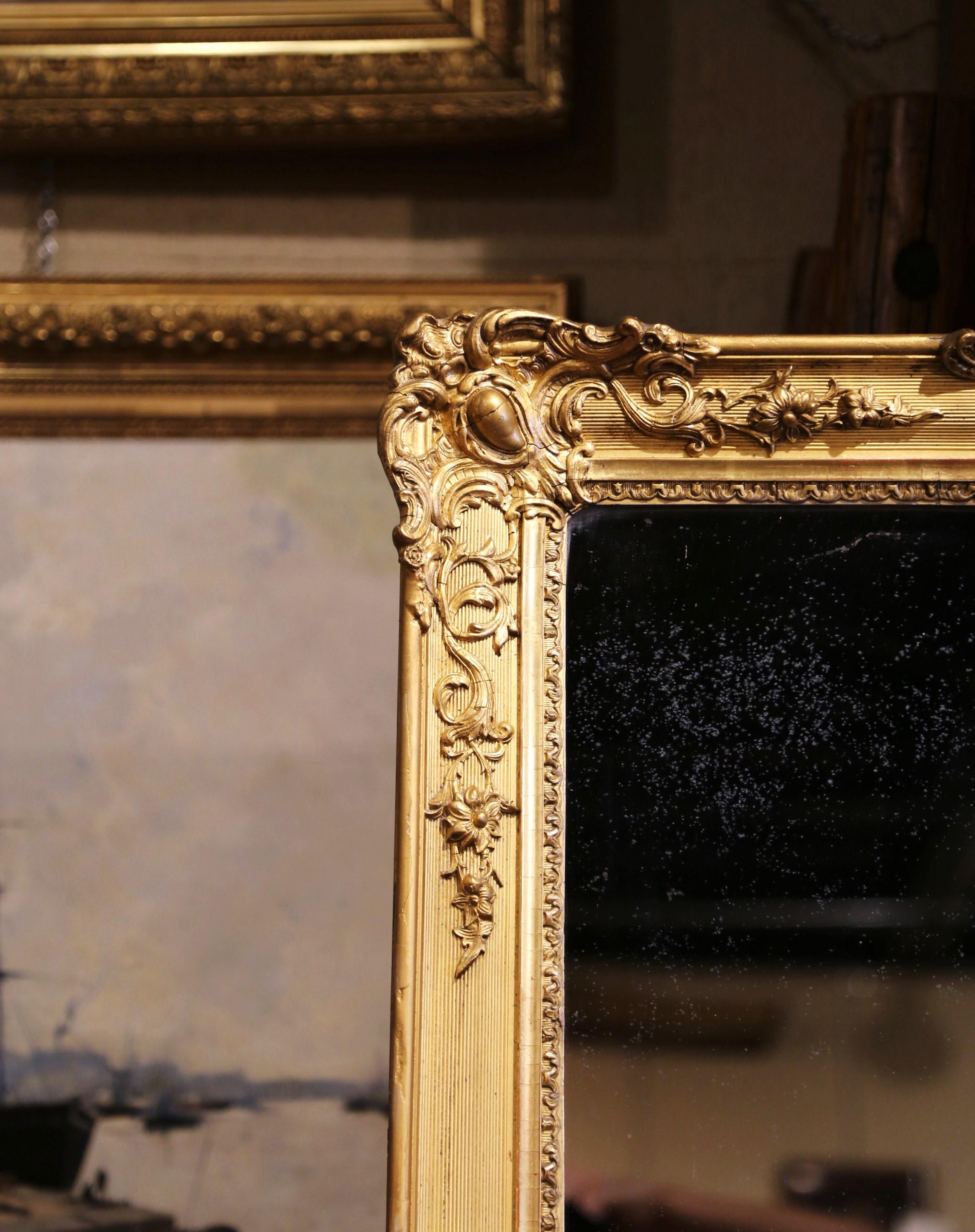 Mid-19th Century French Napoleon III Carved Giltwood Floor Mirror 3