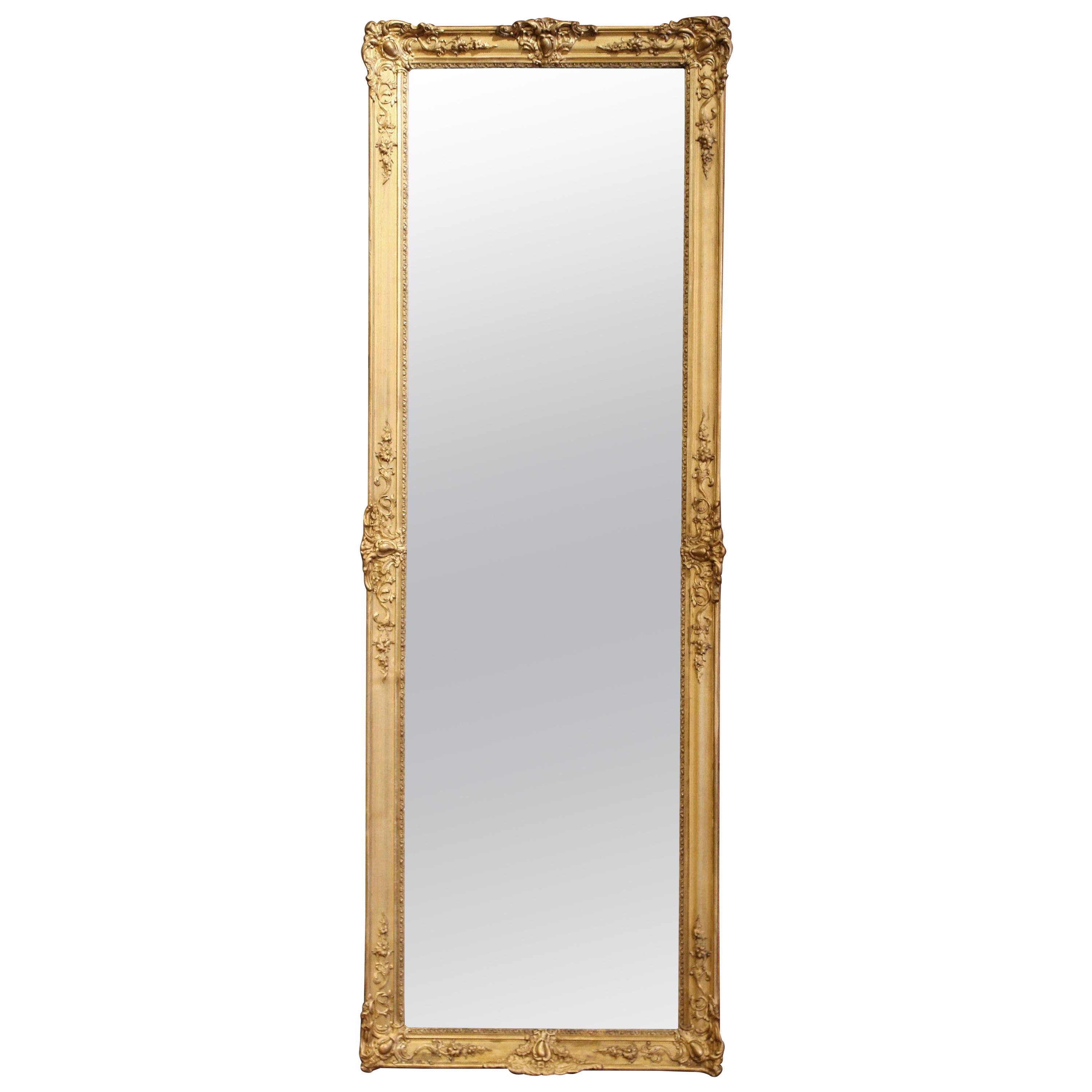 Mid-19th Century French Napoleon III Carved Giltwood Floor Mirror