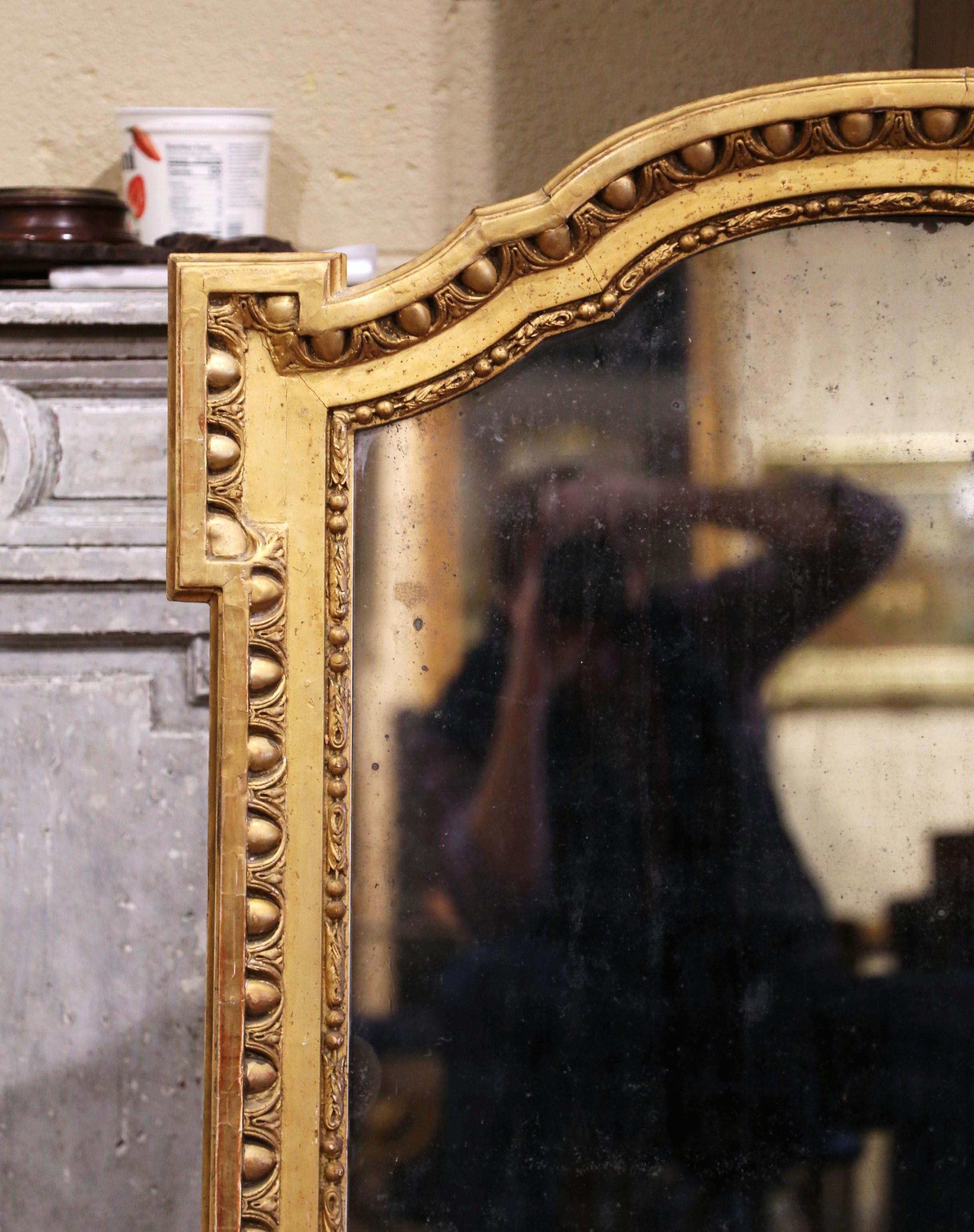 Gilt Mid-19th Century, French Napoleon III Carved Gold Leaf Wall Mirror For Sale
