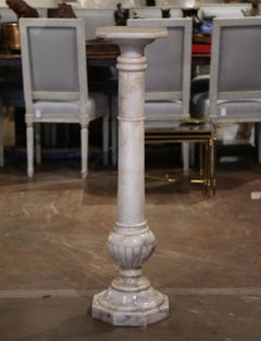 Mid-19th Century French Napoleon III Carved Marble Column Table with Swivel Top
