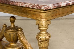 Mid 19th Century French Napoleon III Giltwood Coffee Table with Rouge Marble Top