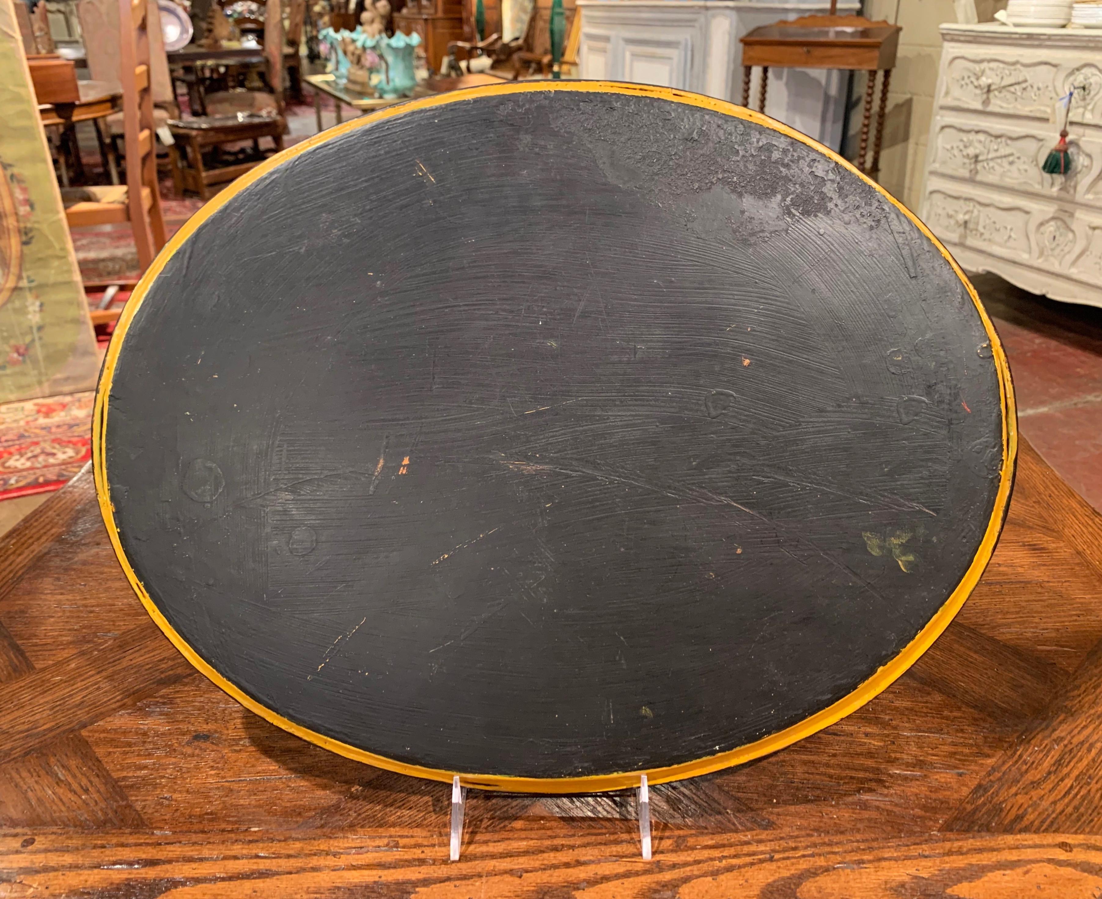 Mid-19th Century French Napoleon III Hand Painted Mustard and Black Tole Tray 3
