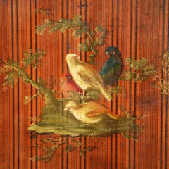 Mid-19th Century French Napoleon III Hand Painted Tole Tray with Bird Motifs