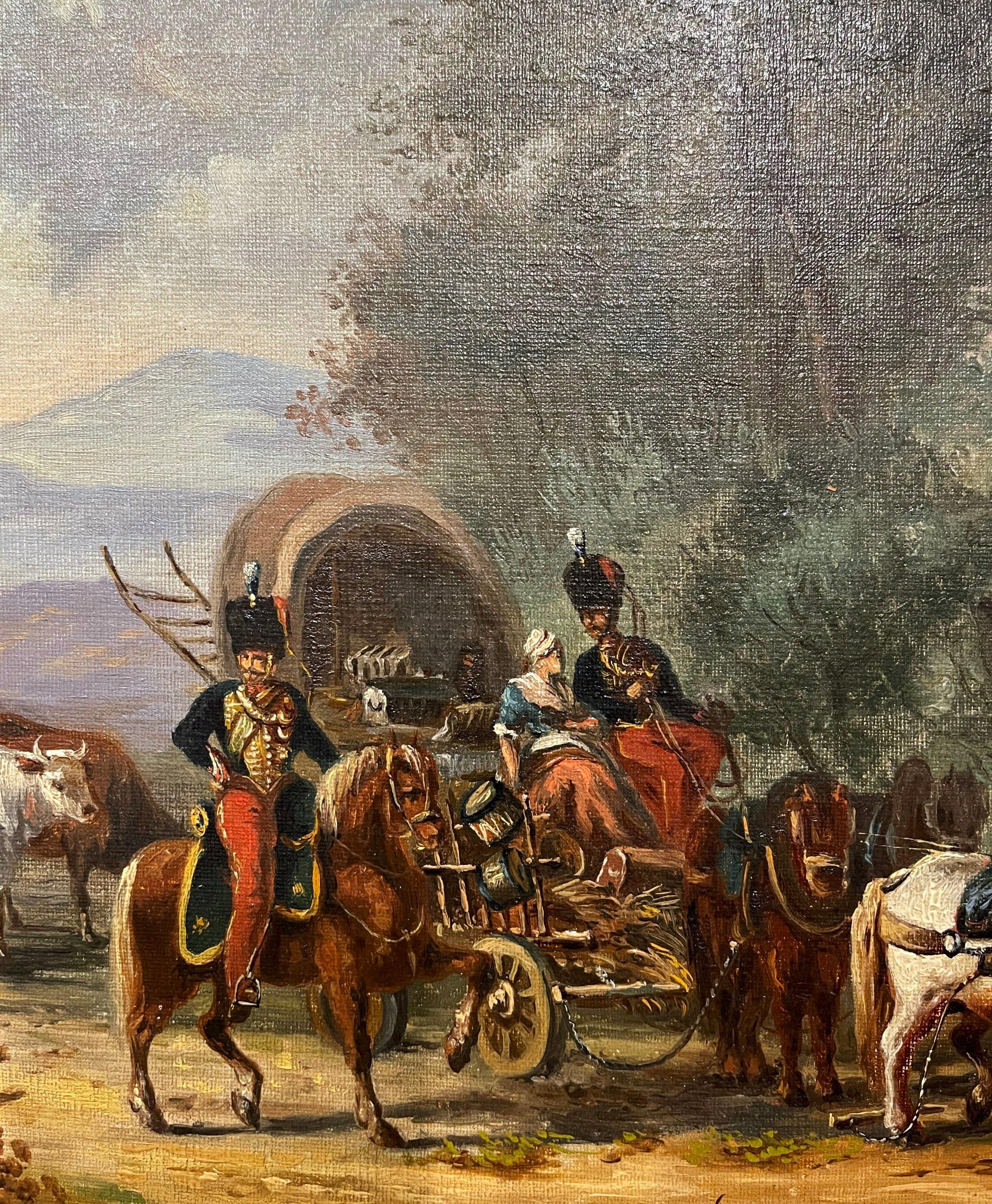 Huile sur toile Napoléon III du milieu du XIXe siècle dans un cadre sculpté et doré en vente 4