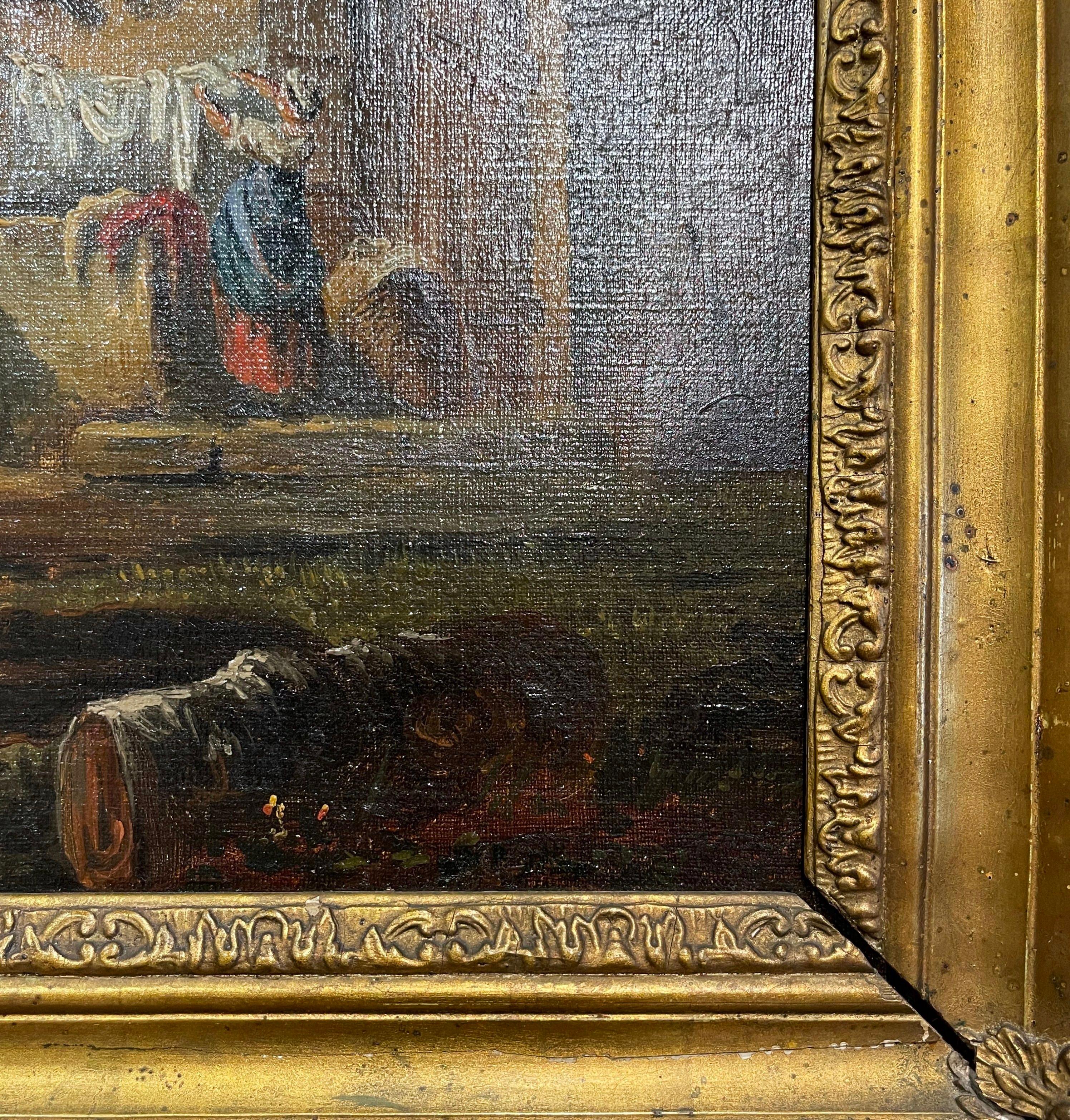 Huile sur toile Napoléon III du milieu du XIXe siècle dans un cadre sculpté et doré en vente 6