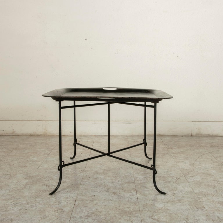 Mid 19th Century French Napoleon Iii Period Black Tole Tray Coffee Table For Sale At 1stdibs