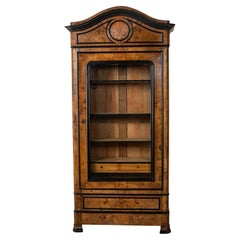 Mid-19th Century French Napoleon III Period Burl Walnut Vitrine or Bookcase