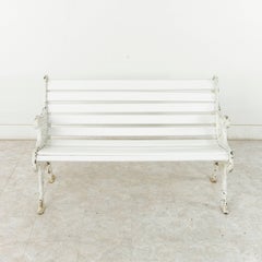 Mid-19th Century French Napoleon III Period Cast Iron Park Bench with Wood Slats