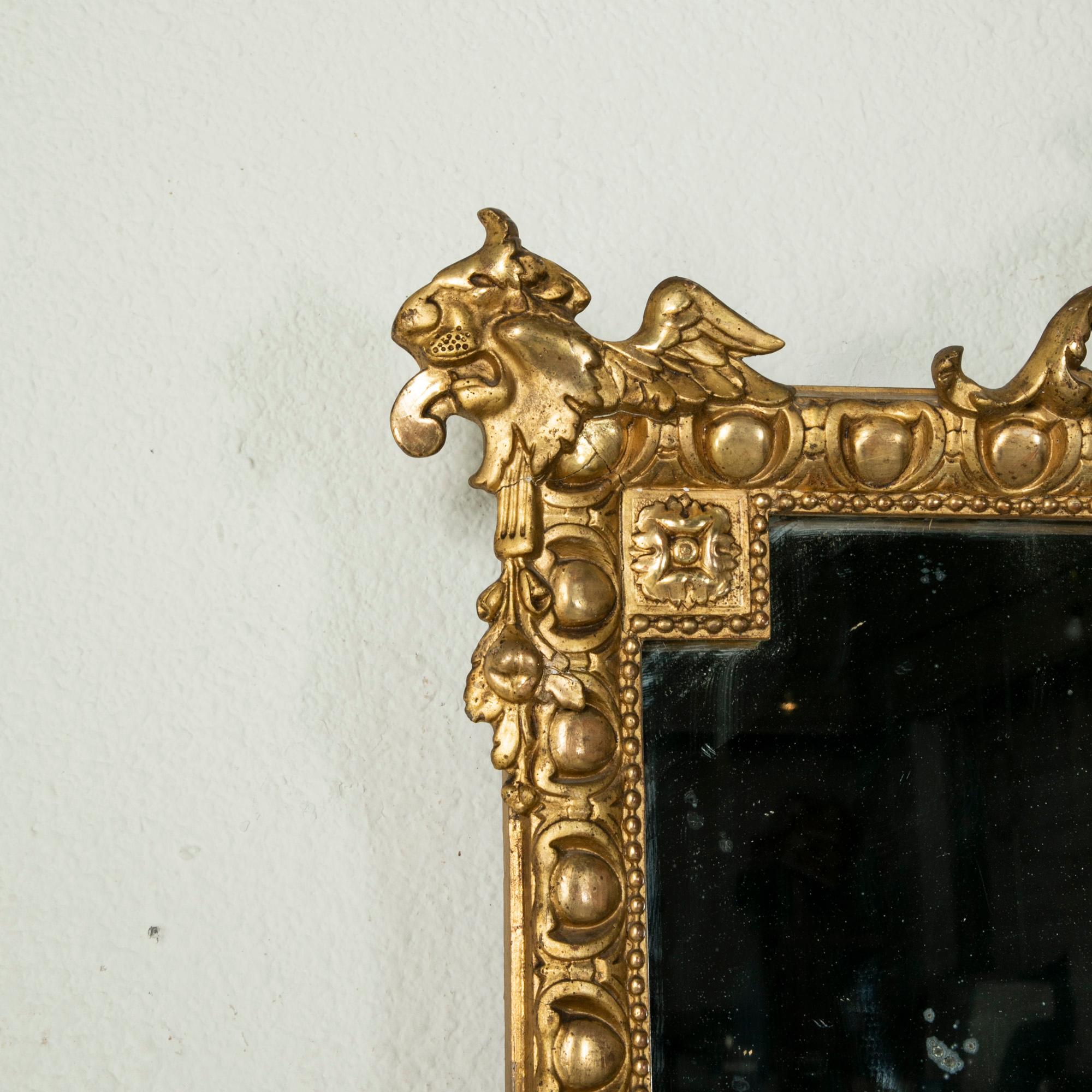Mid-19th Century French Napoleon III Period Giltwood Mirror with Female Mask 2