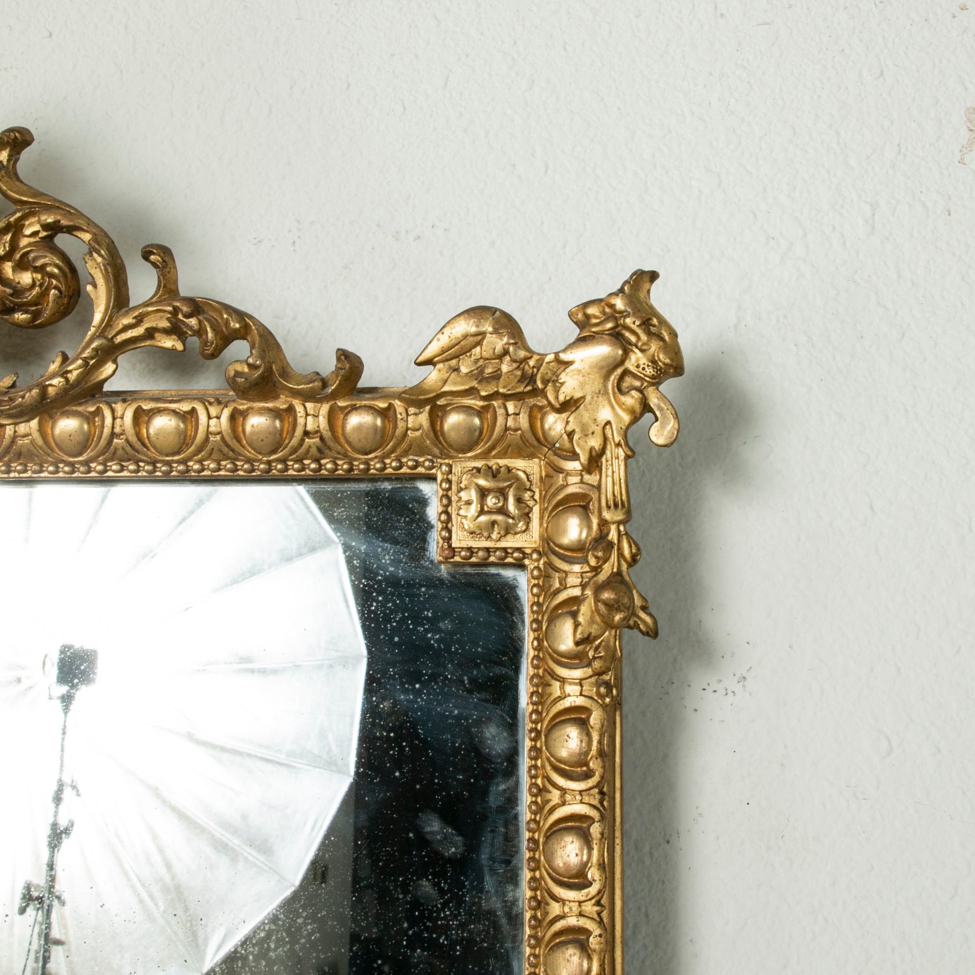 Mid-19th Century French Napoleon III Period Giltwood Mirror with Female Mask 4