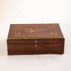 Mid-19th Century French Napoleon III Period Marquetry Cigar Box, Music Box