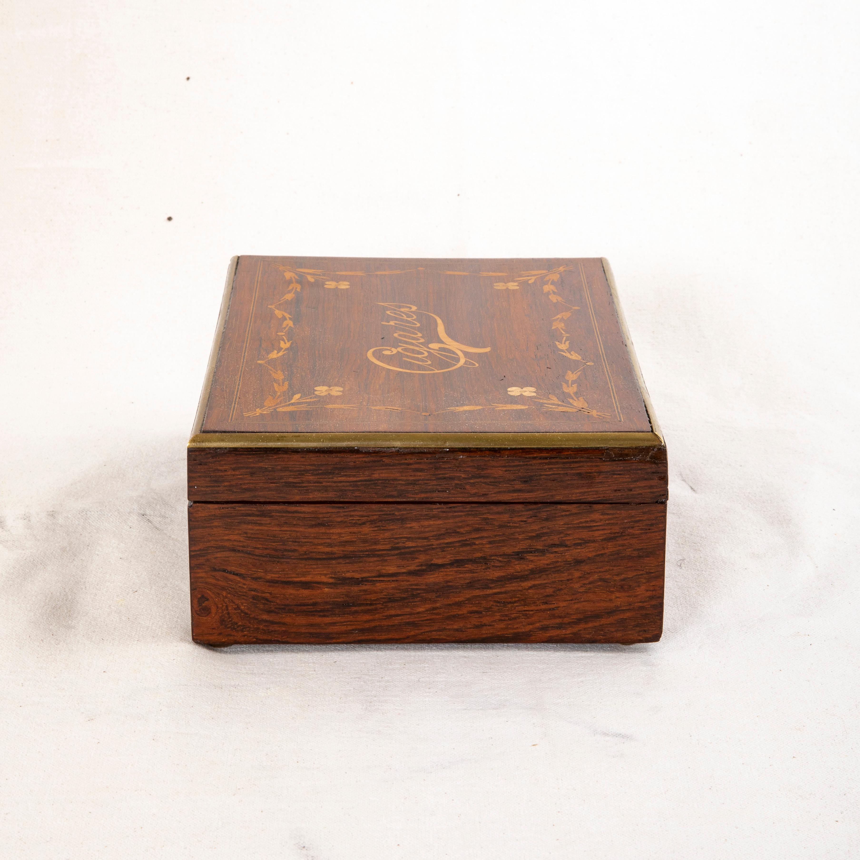 Mid-19th Century French Napoleon III Period Marquetry Cigar Box, Music Box For Sale 1