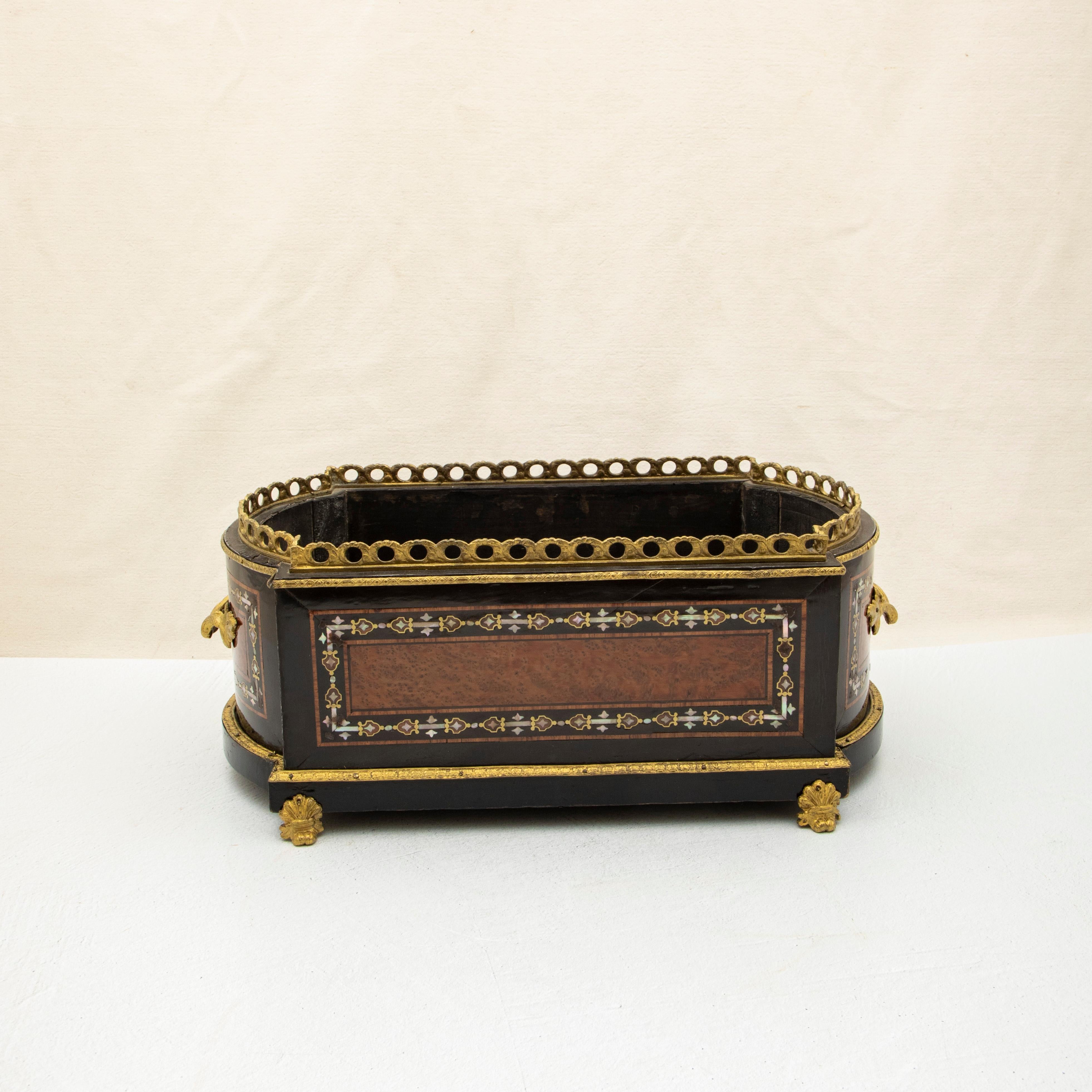 Bronze Mid-19th Century French Napoleon III Period Marquetry Jardiniere or Planter