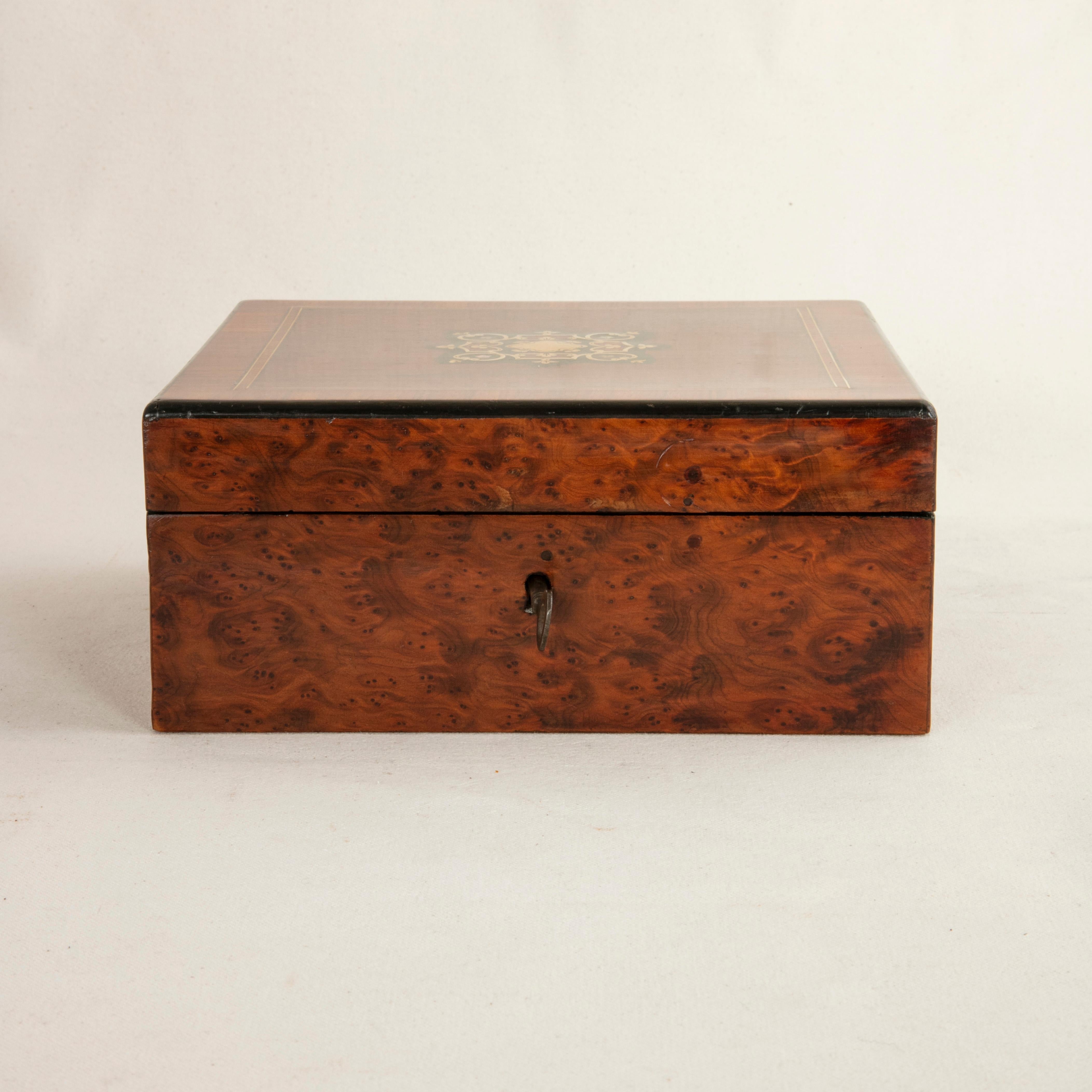 Ebonized Mid-19th Century French Napoleon III Period Rosewood, Thuya, Marquetry Box