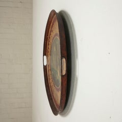 Mid-19th Century French Napoleon III Red and Gold Tole Tray with Marine Scene