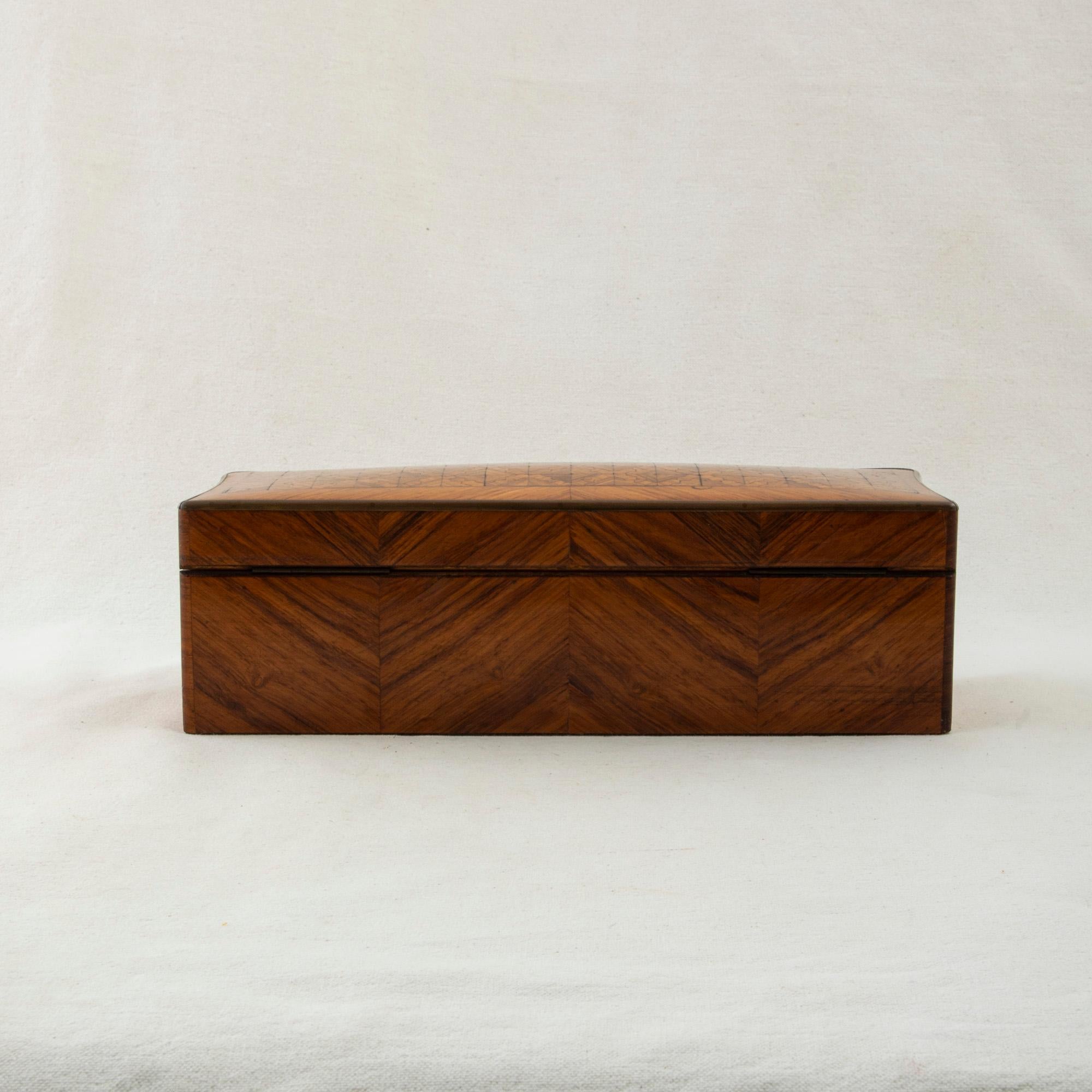 Mid-19th Century French Napoleon III Rosewood Marquetry Glove Box 1