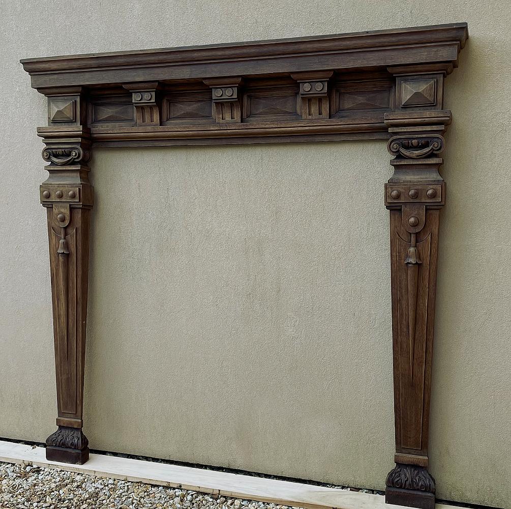 Hand-Carved Mid-19th Century French Neoclassical Carved Fireplace Surround For Sale