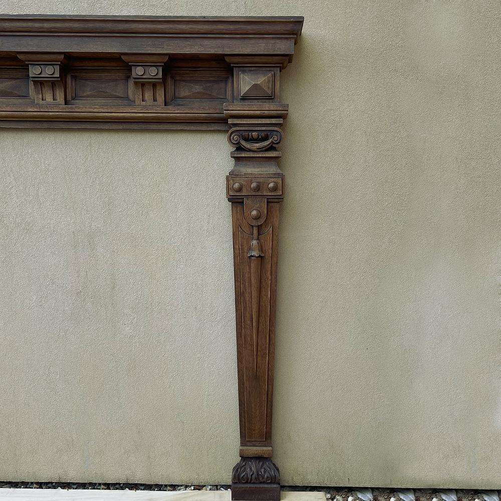 Oak Mid-19th Century French Neoclassical Carved Fireplace Surround For Sale