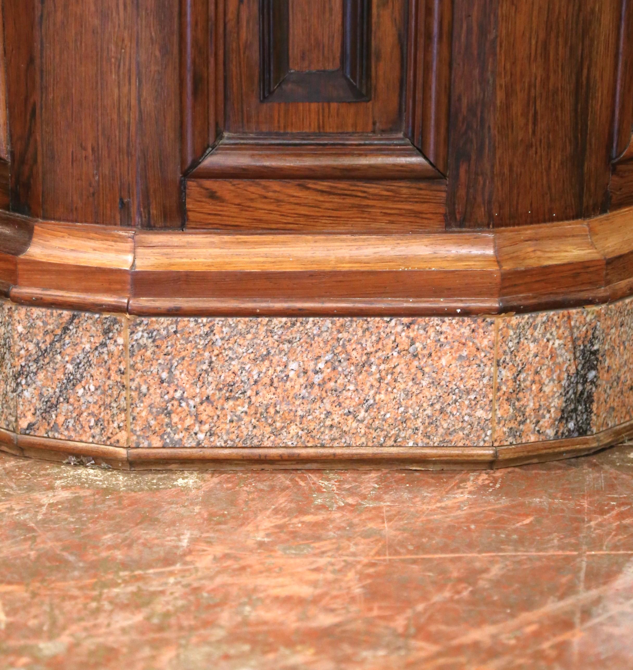 Mid-19th Century French Neoclassical Carved Oak Bar Counter with Granite Top For Sale 8