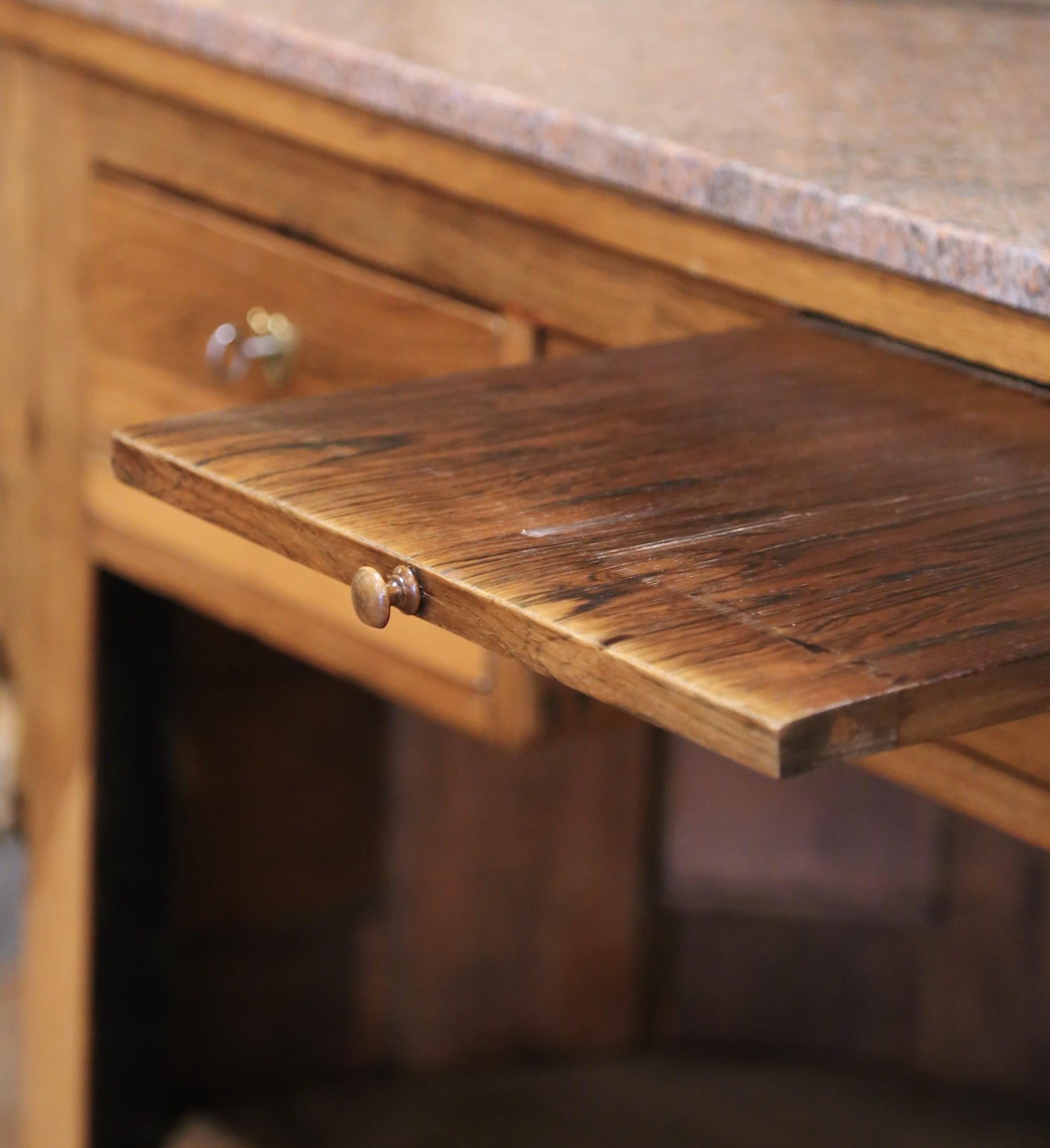Mid-19th Century French Neoclassical Carved Oak Bar Counter with Granite Top For Sale 10