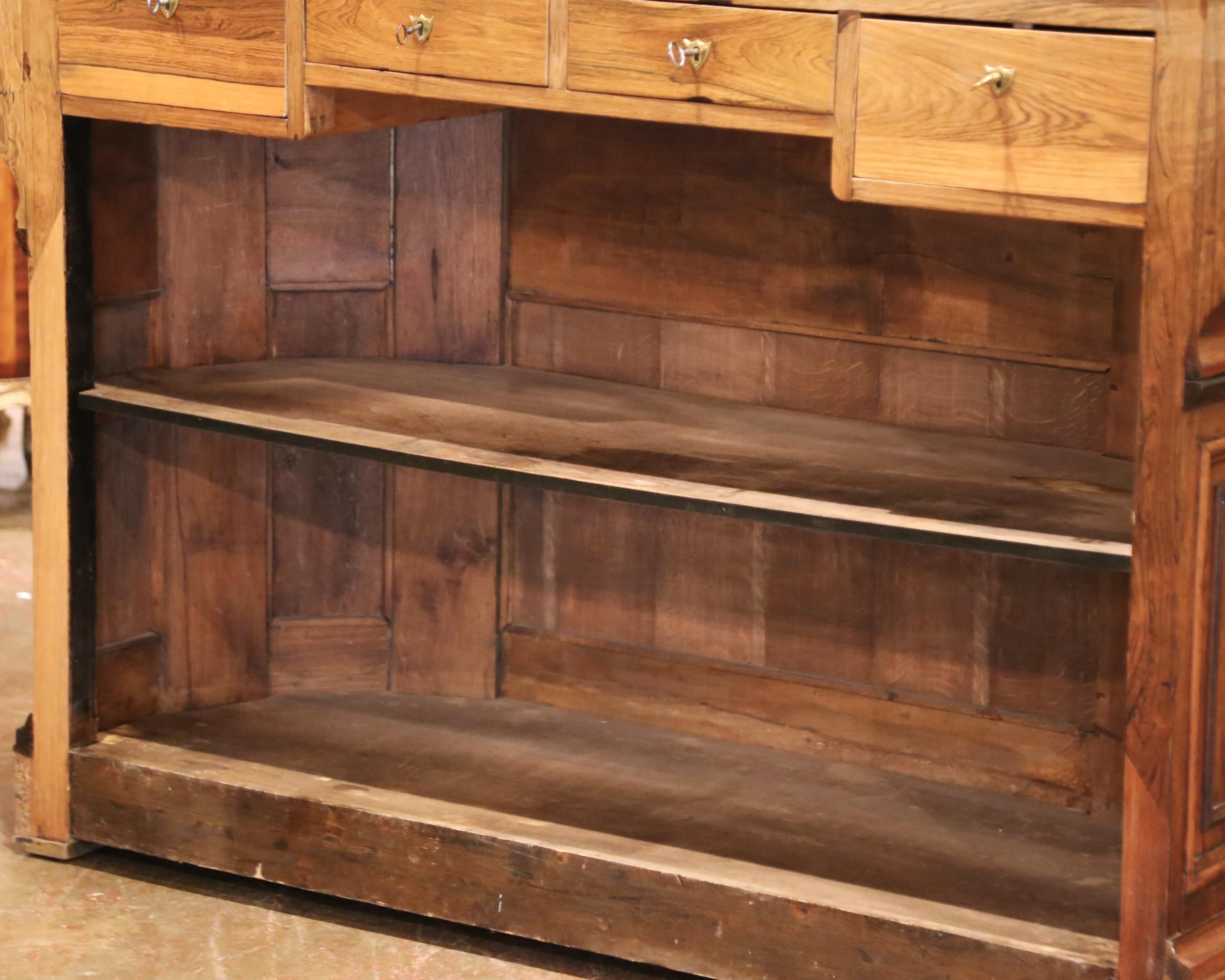 Mid-19th Century French Neoclassical Carved Oak Bar Counter with Granite Top For Sale 13