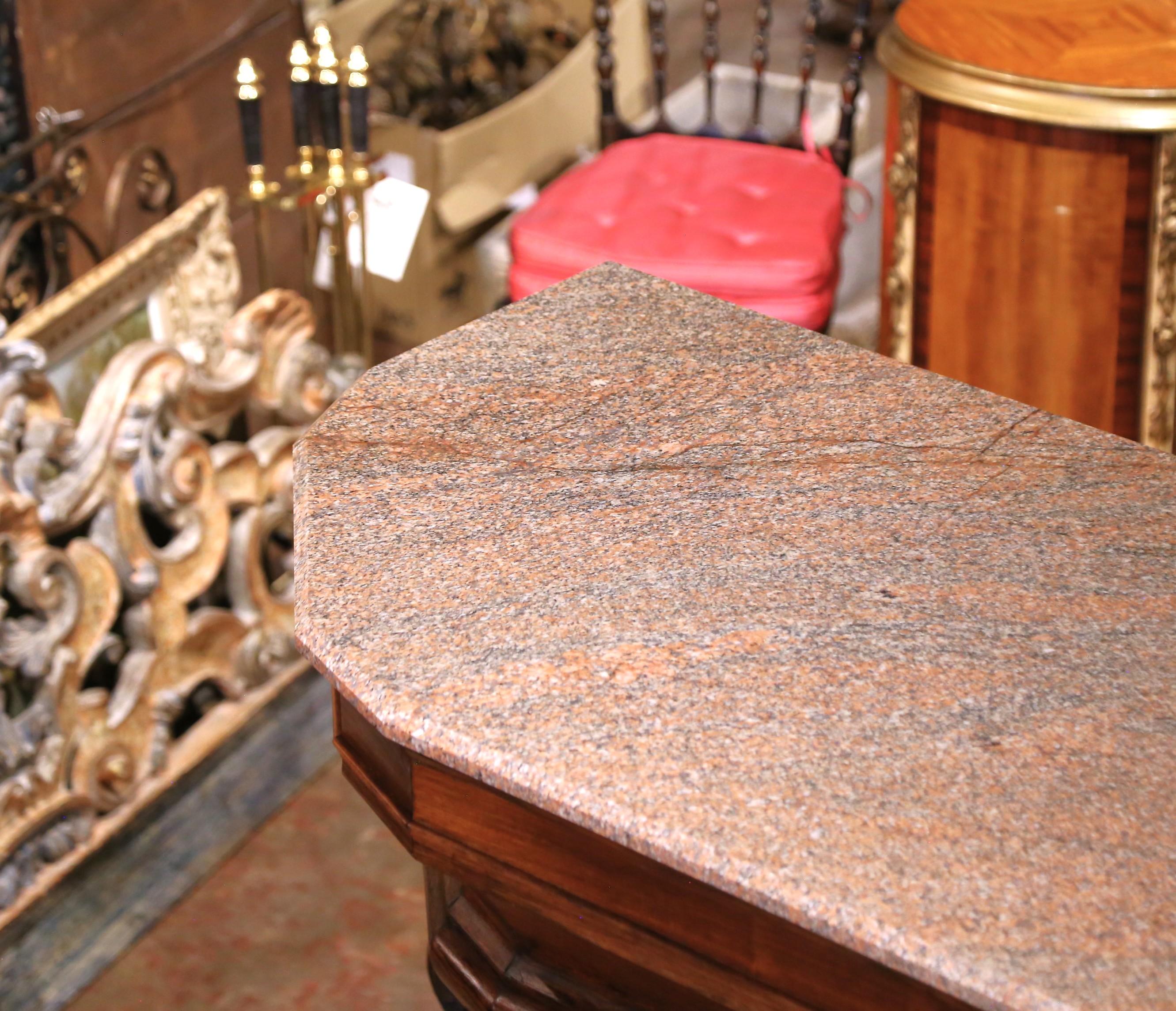 Mid-19th Century French Neoclassical Carved Oak Bar Counter with Granite Top For Sale 4