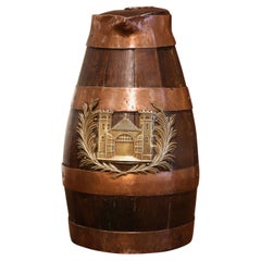 Mid-19th Century French Oak and Brass Banded Cider Pitcher Jug from Normandy