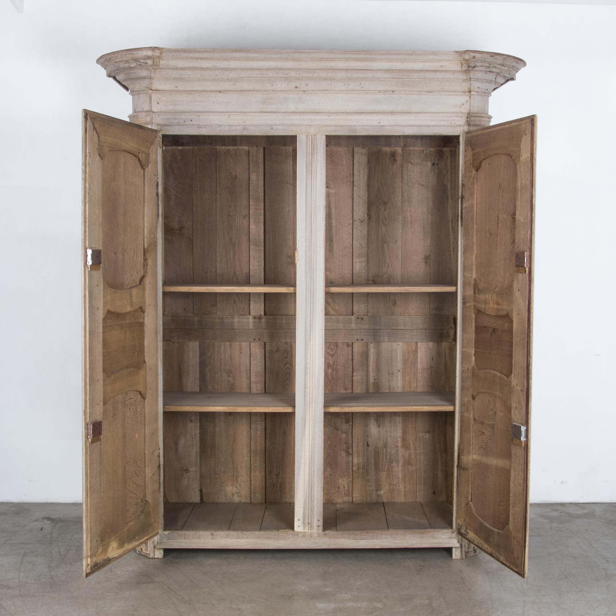 Bleached Mid-19th Century French Oak Wardrobe