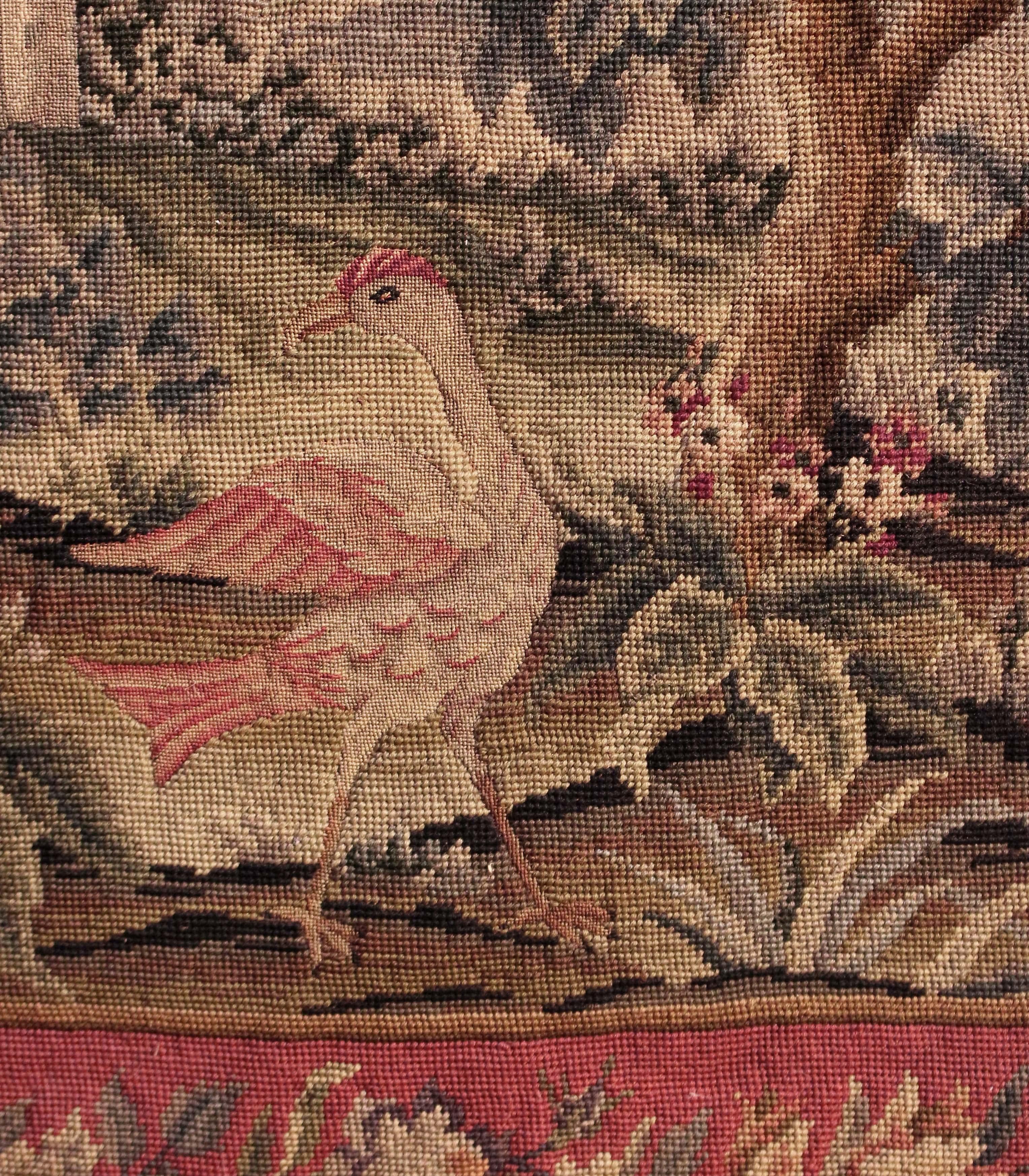 European Mid-19th Century French or German Needlepoint & Petit Point Tapestry For Sale