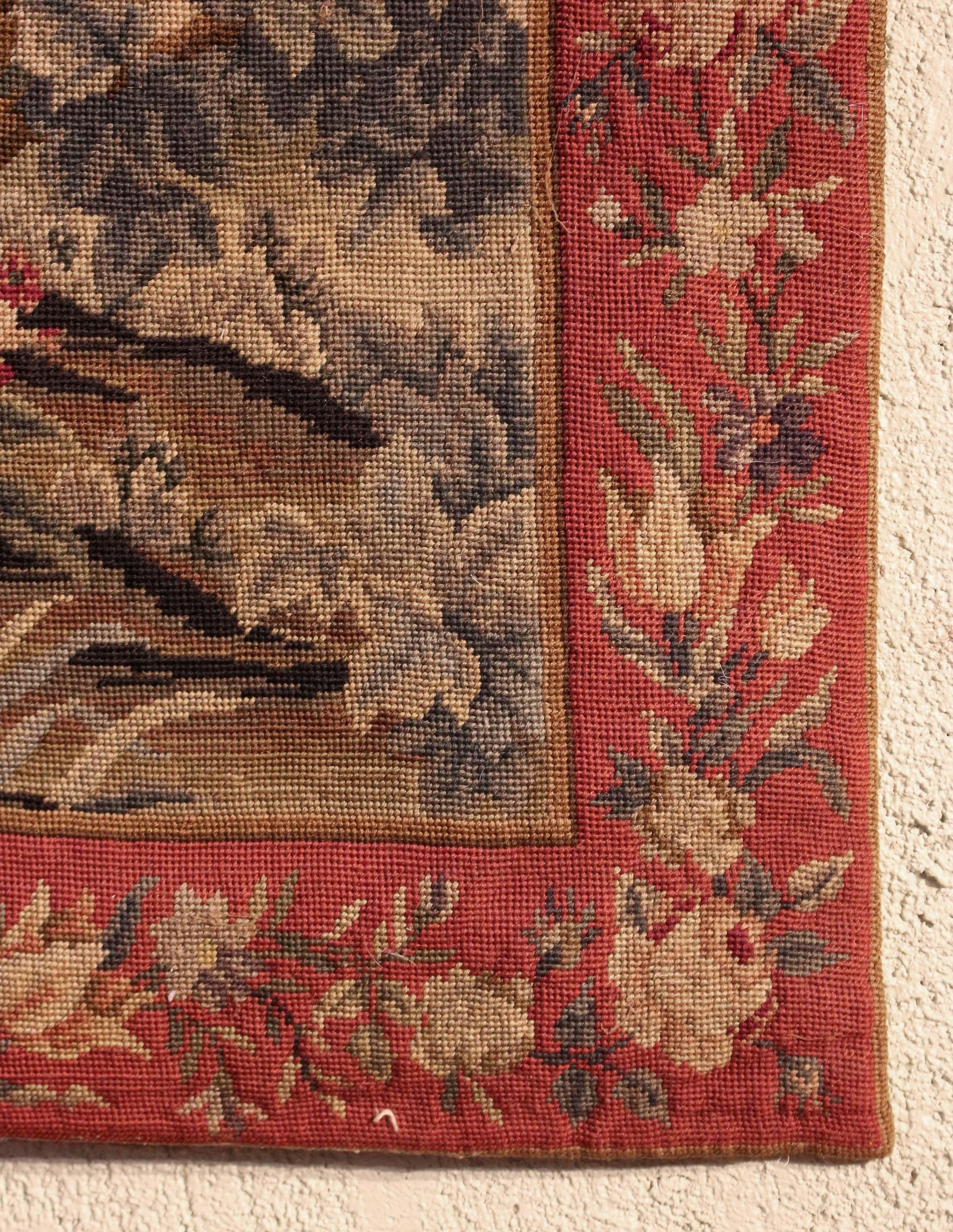 Mid-19th Century French or German Needlepoint & Petit Point Tapestry In Good Condition For Sale In Chapel Hill, NC