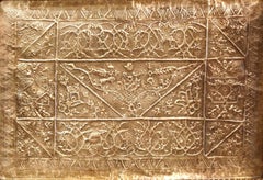 Mid-19th Century French Ornate Brass Tray with Floral Repousse Motifs