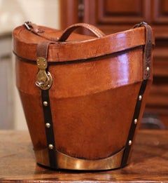 Mid-19th Century French Oval Pigskin Leather Hat Box from Paris