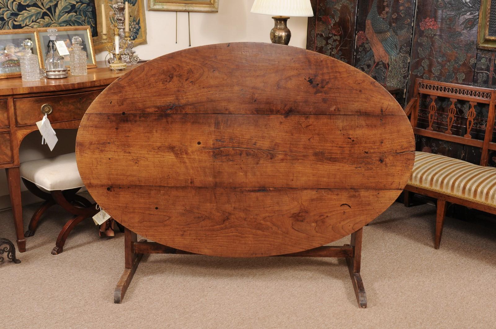 Mid-19th Century French Oval Wine Tasting Table in Fruitwood 6