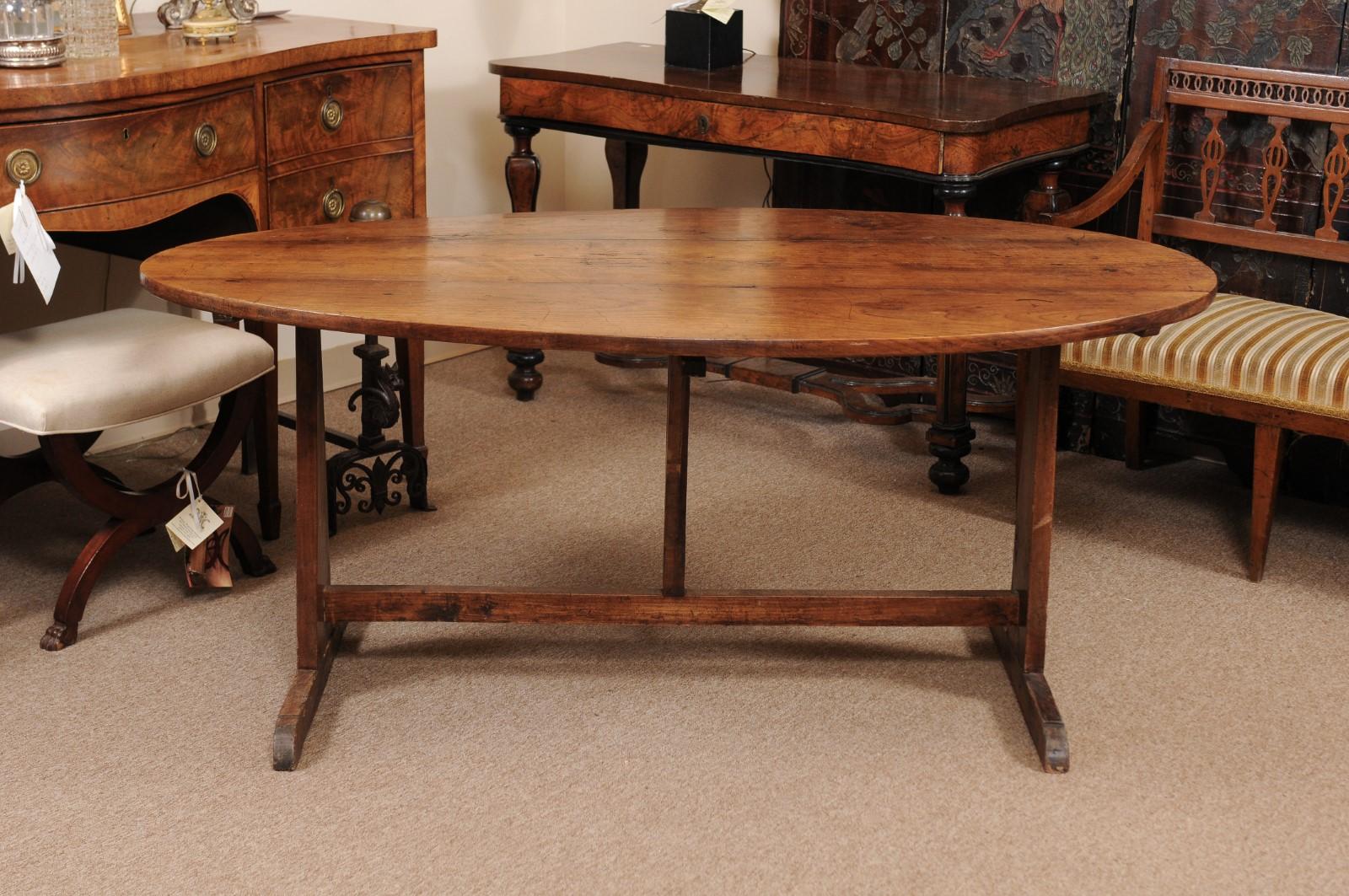 Mid-19th Century French Oval Wine Tasting Table in Fruitwood 1