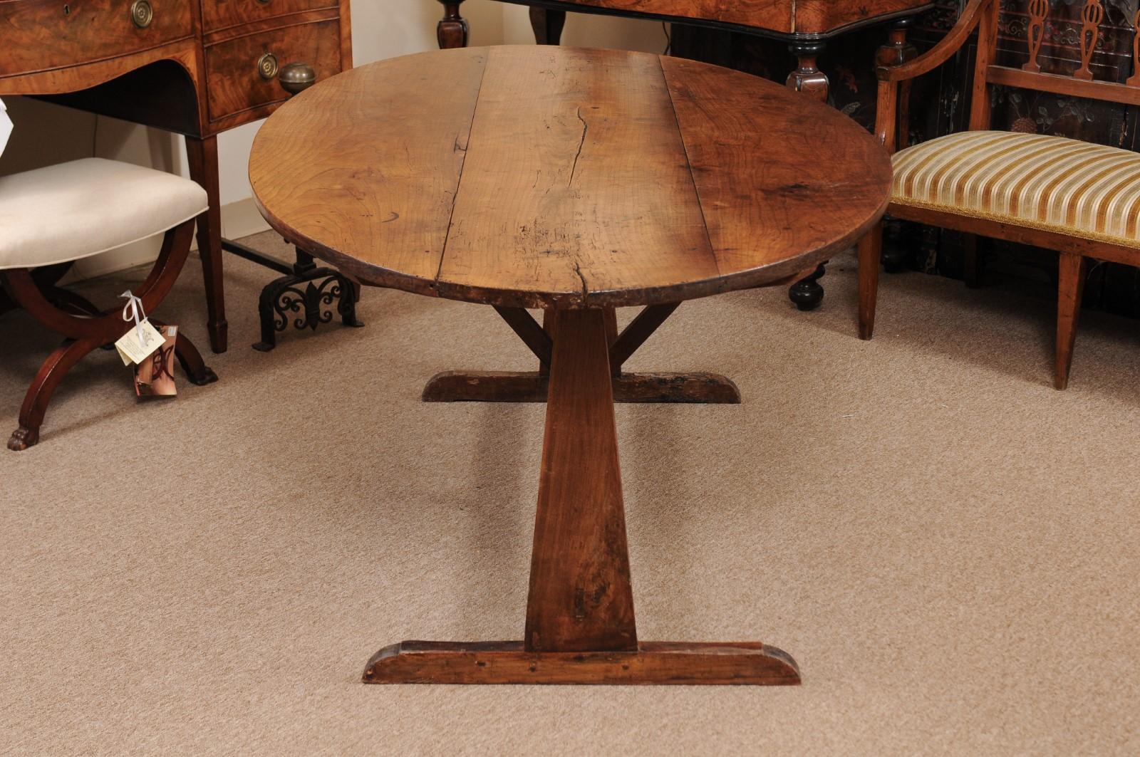 Mid-19th Century French Oval Wine Tasting Table in Fruitwood 2