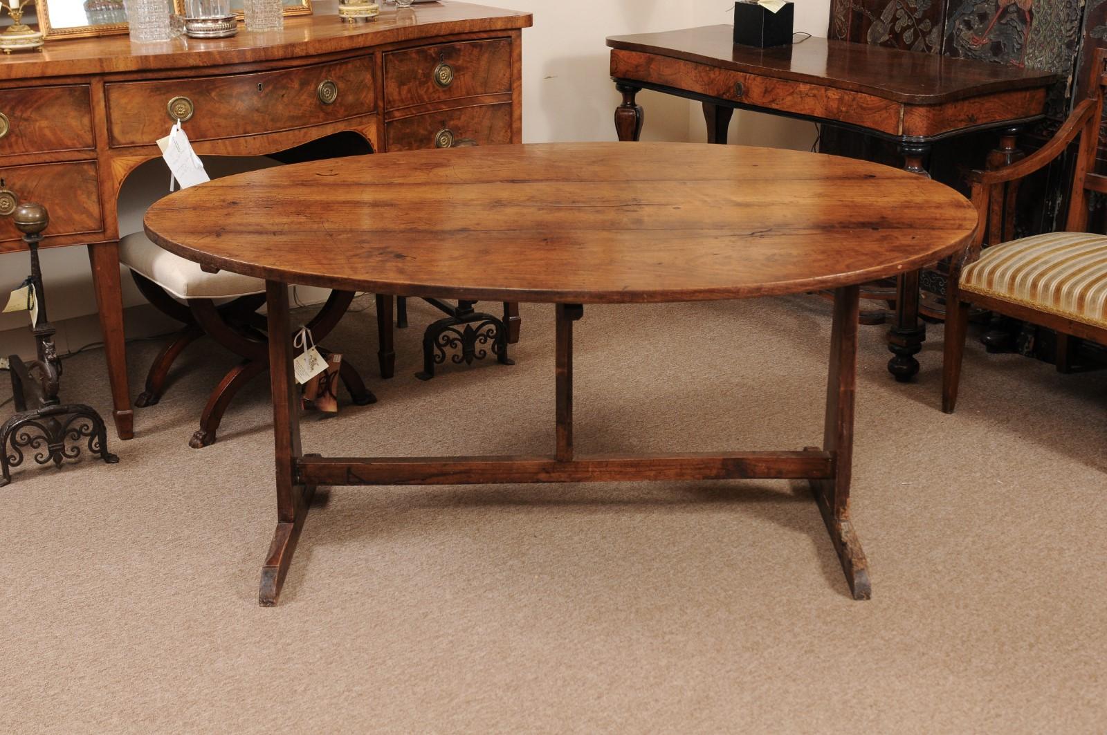 Mid-19th Century French Oval Wine Tasting Table in Fruitwood 4